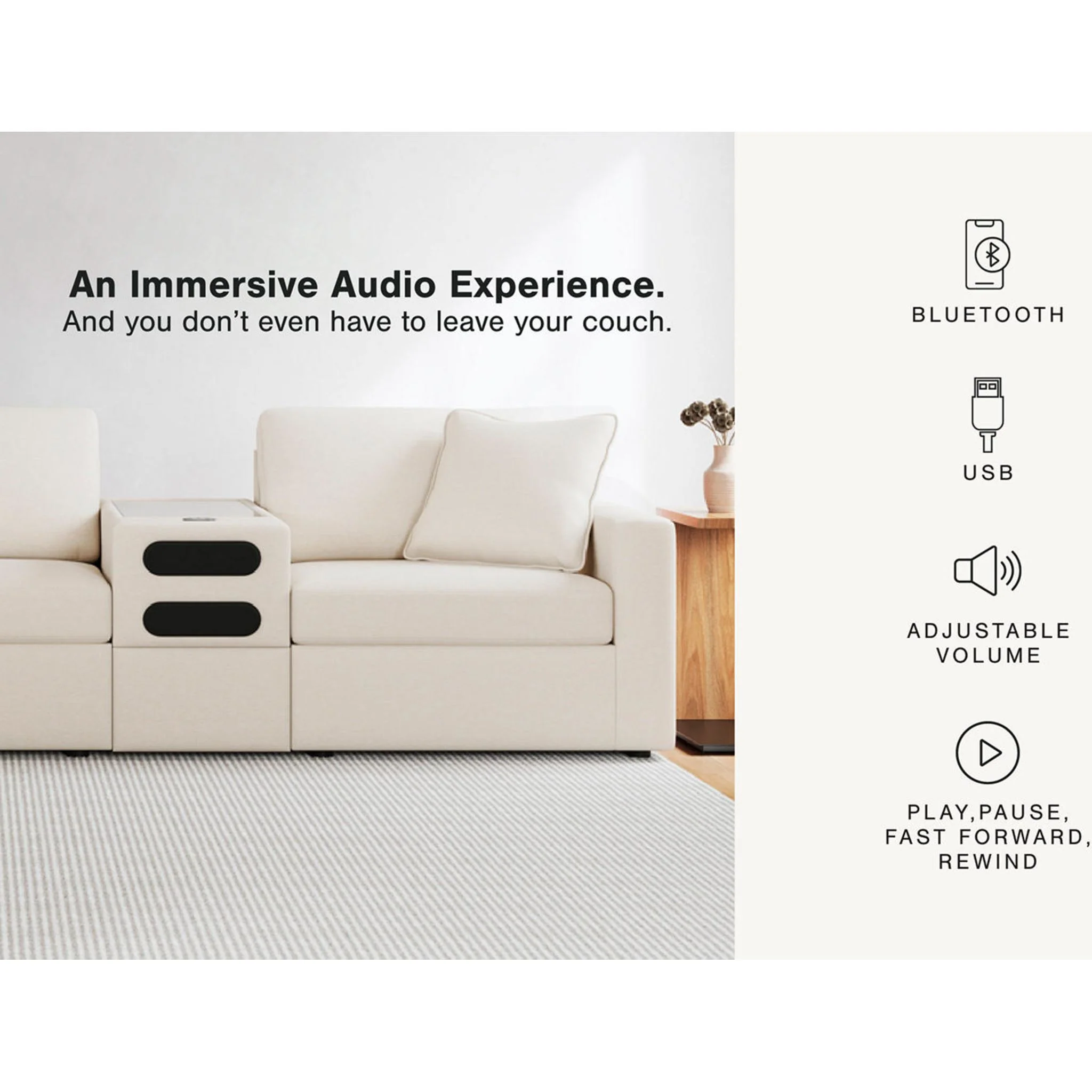 Modmax 3 Piece Modular Sectional with Audio Console - Image 21