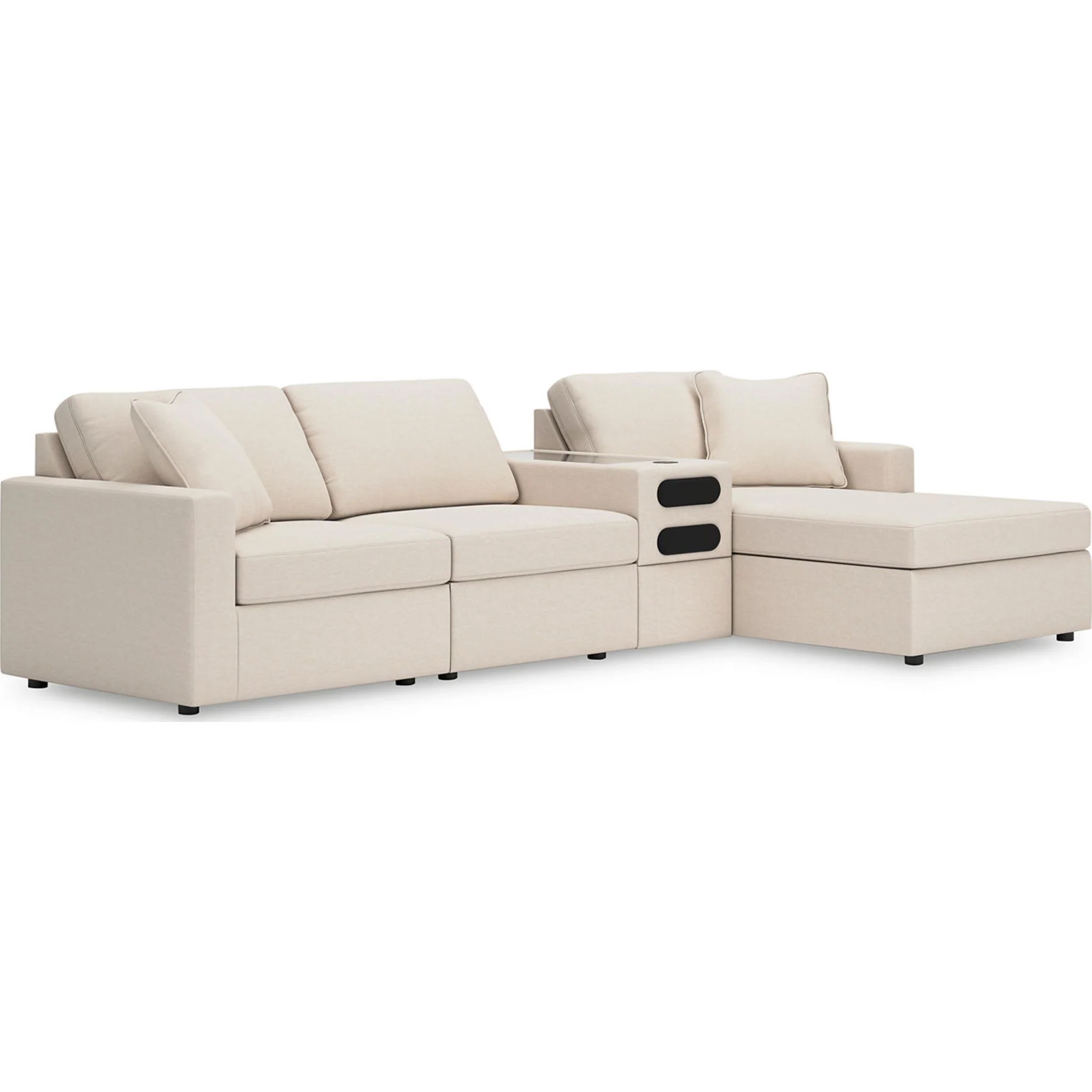 Modmax 4 Piece Modular Sectional with Chaise and Audio Console - Image 33