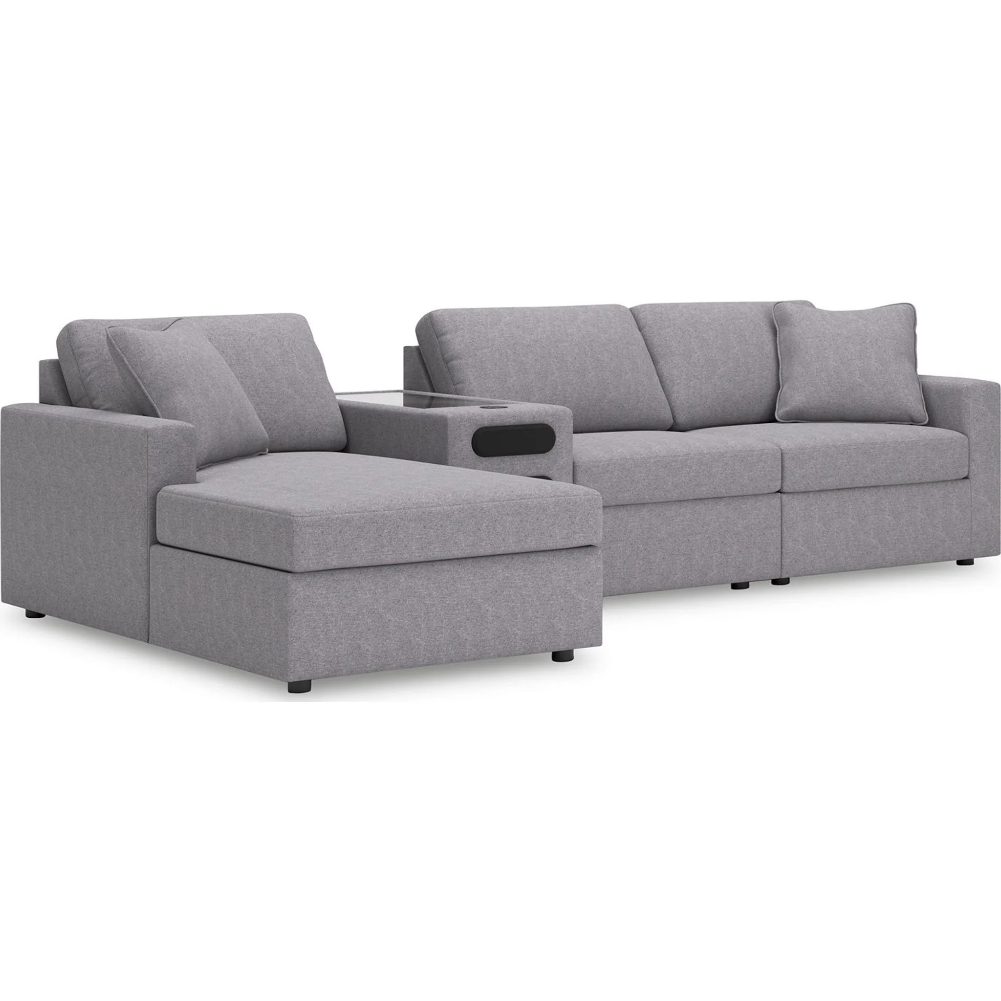 Modmax 4 Piece Modular Sectional with Chaise and Audio Console - Image 44
