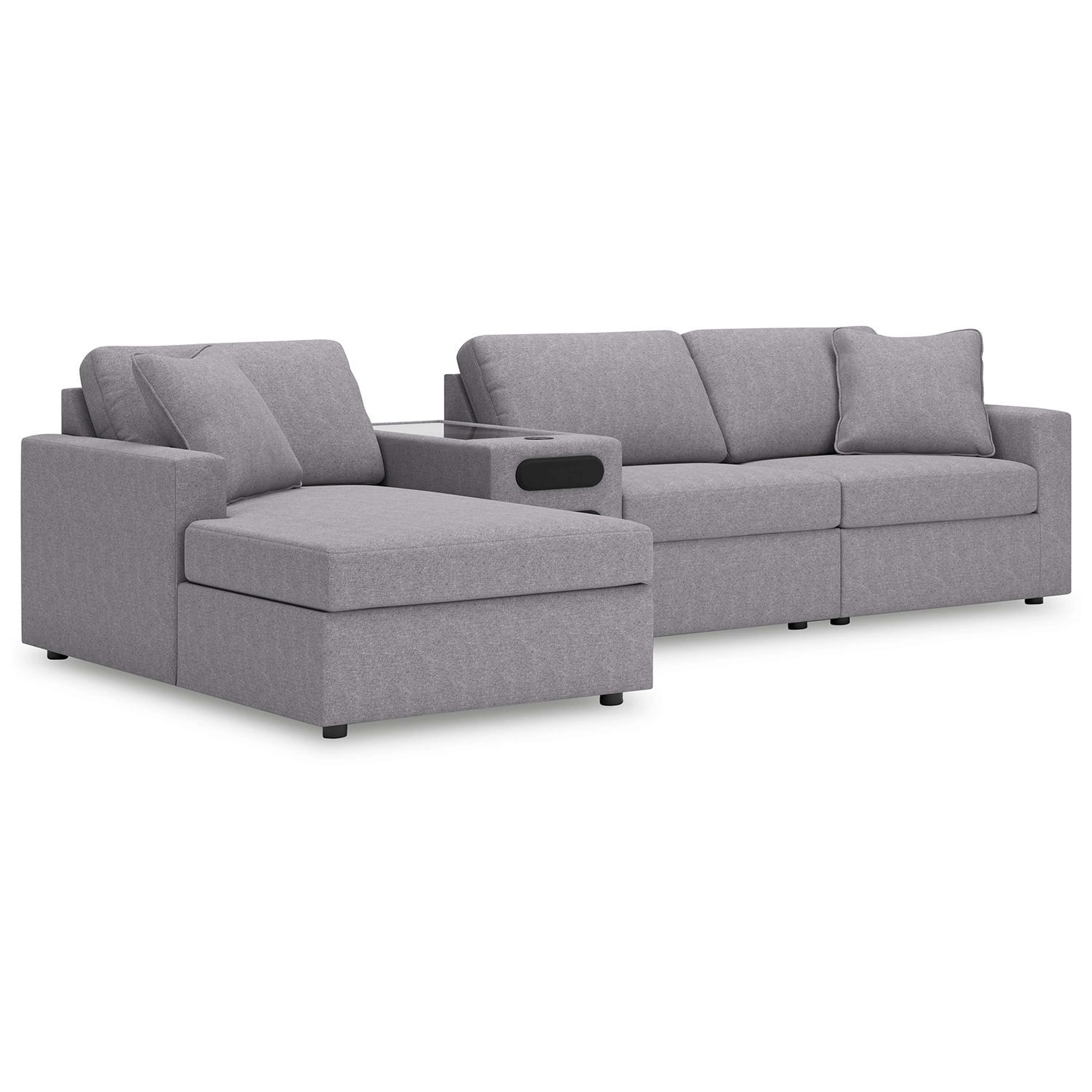 Modmax 4 Piece Modular Sectional with Chaise and Audio Console - Image 48