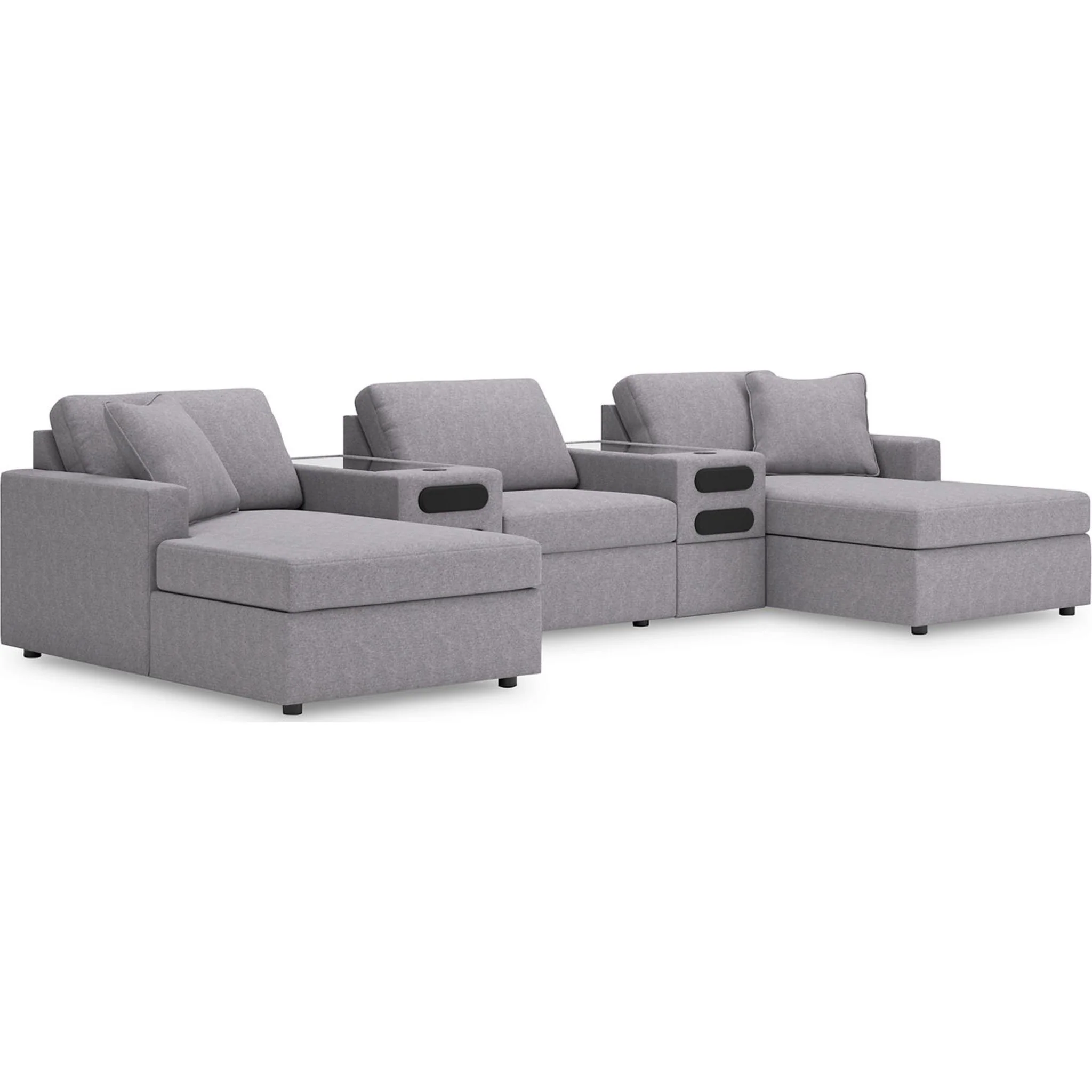 Modmax 5 Piece Modular Sectional Double Chaise with Audio Consoles - Image 2