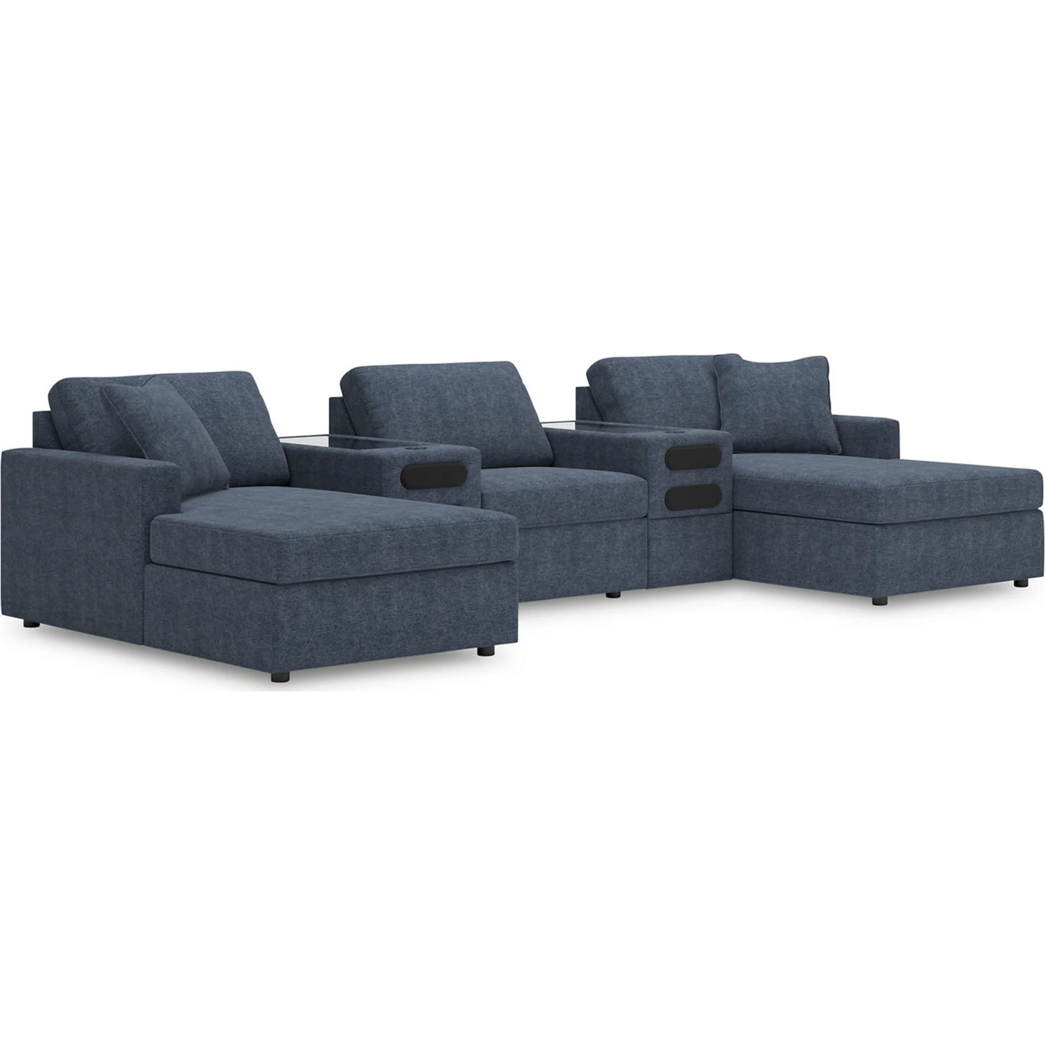 Modmax 5 Piece Modular Sectional Double Chaise with Audio Consoles - Image 25