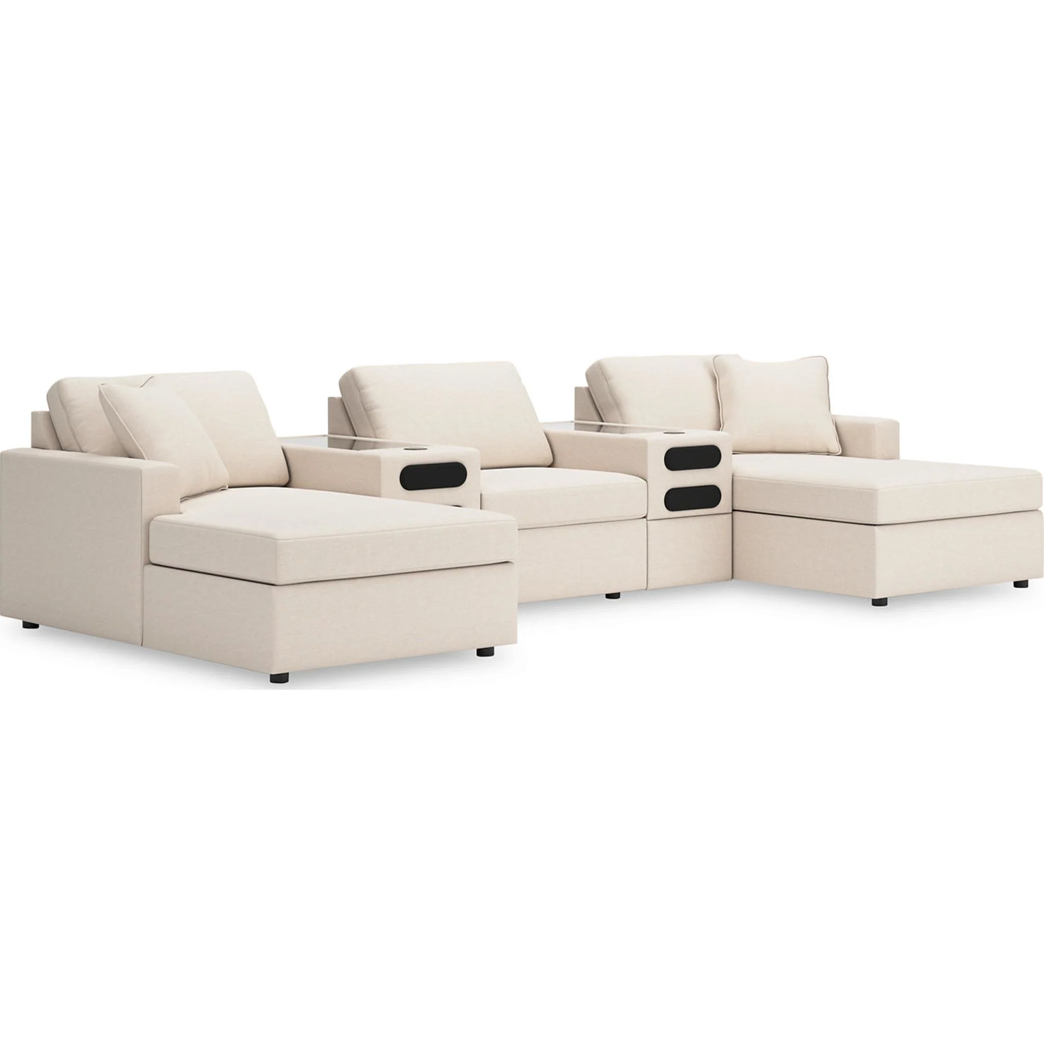 Modmax 5 Piece Modular Sectional Double Chaise with Audio Consoles - Image 8