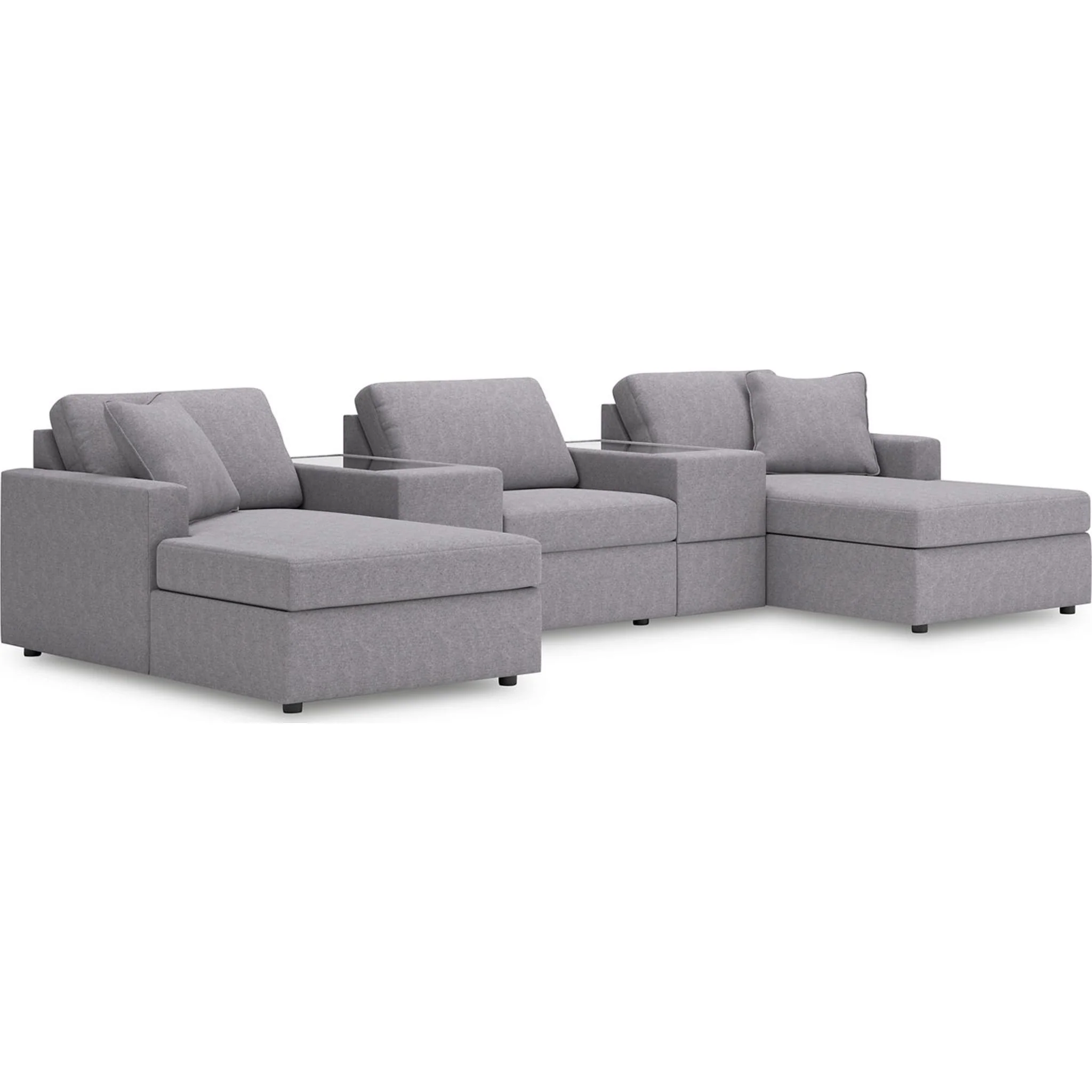 Modmax 5 Piece Modular Sectional Double Chaise with Storage Consoles - Image 16