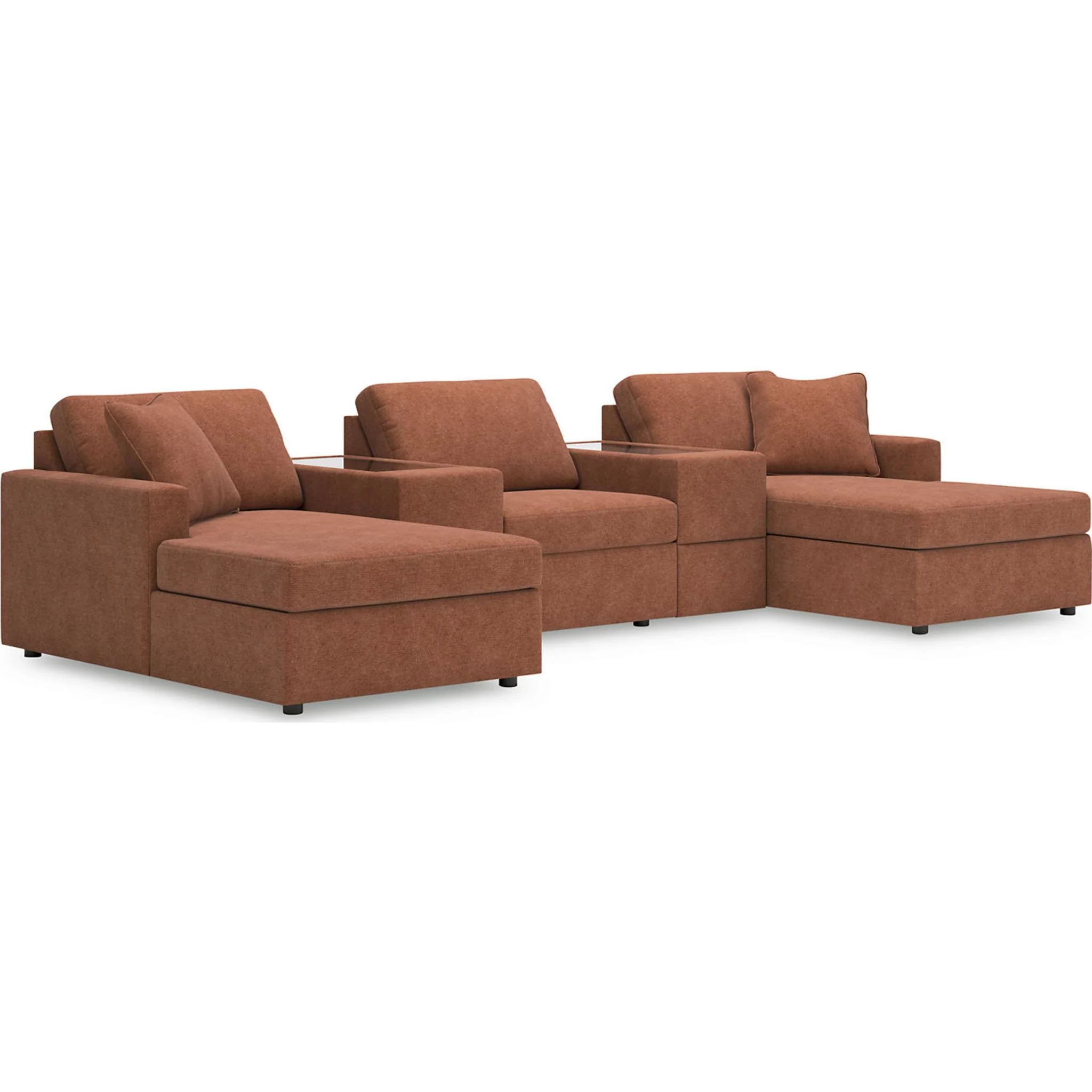 Modmax 5 Piece Modular Sectional Double Chaise with Storage Consoles - Image 7