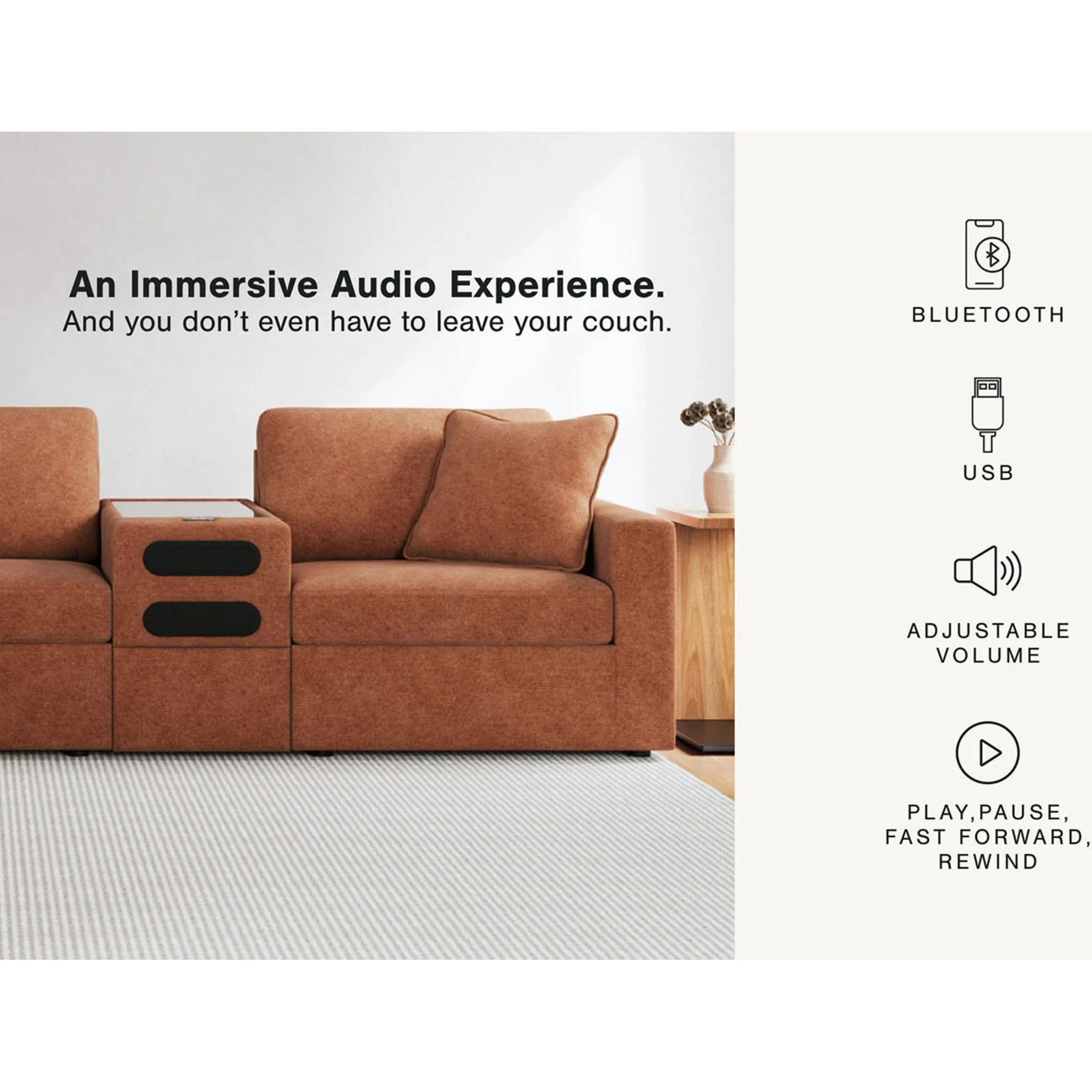 Modmax 5 Piece Modular Sectional with Audio Consoles - Image 11