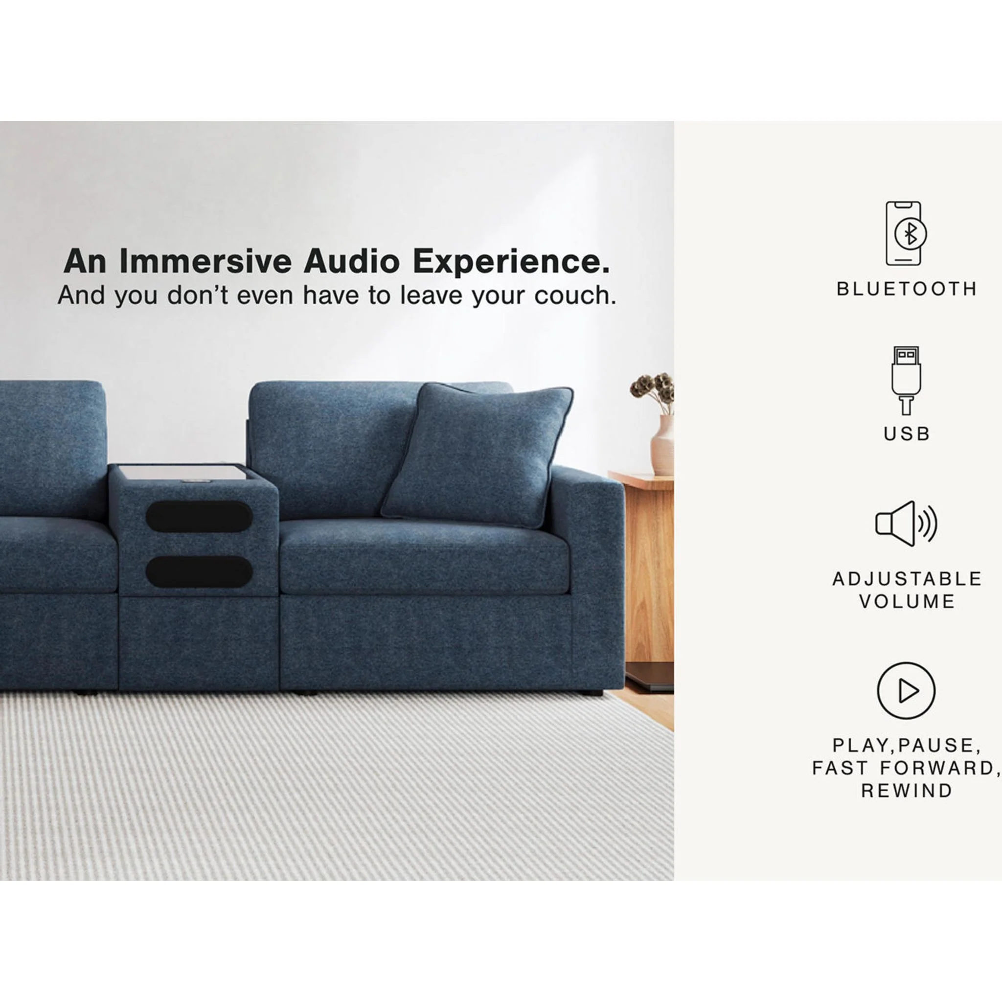 Modmax 5 Piece Modular Sectional with Audio Consoles - Image 5