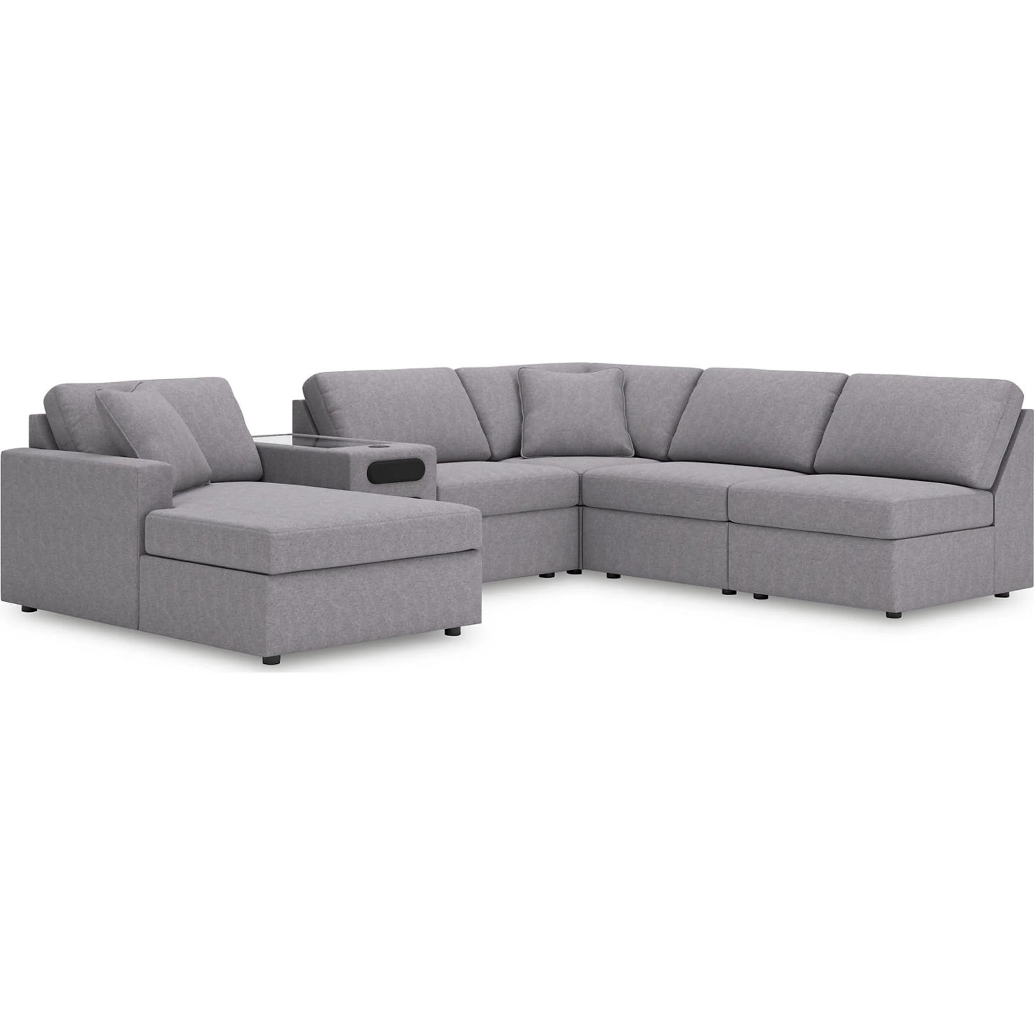 Modmax 6 Piece Modular Sectional with Chaise and Audio Console - Image 26
