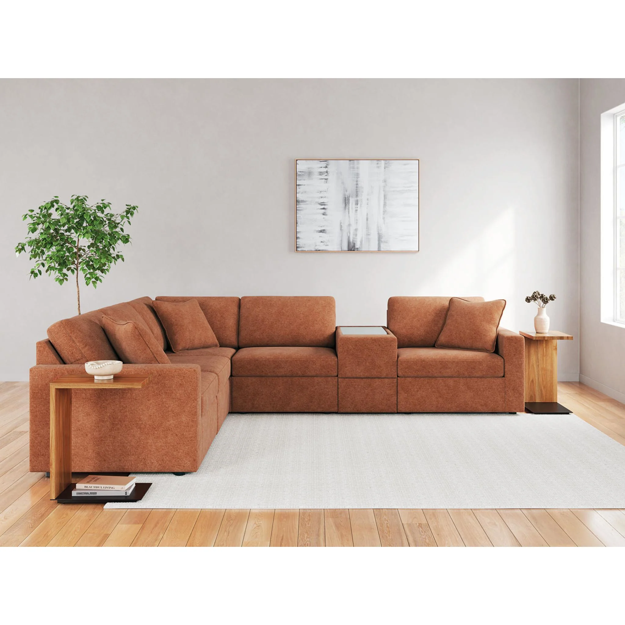 Modmax 6 Piece Modular Sectional with Storage Console - Image 34