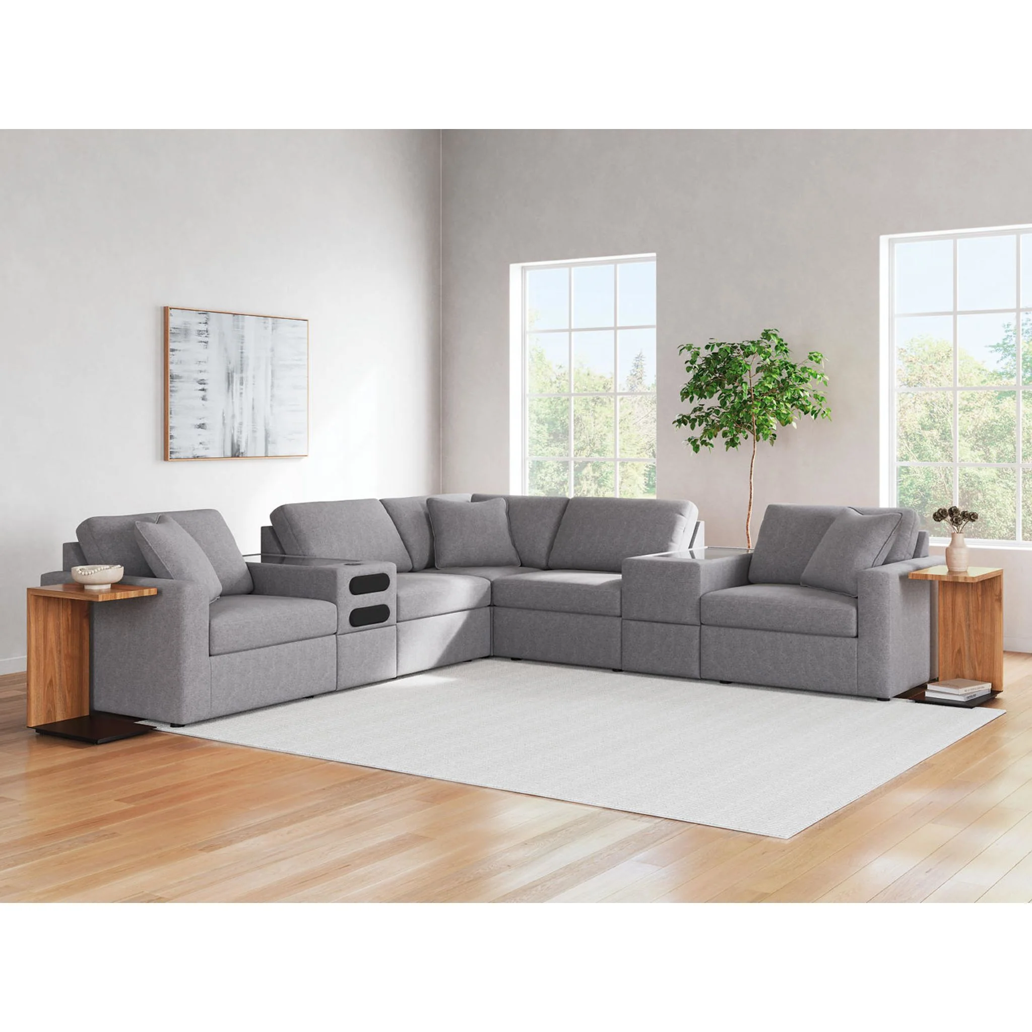Modmax 7 Piece Modular Sectional with Audio and Storage Consoles - Image 11