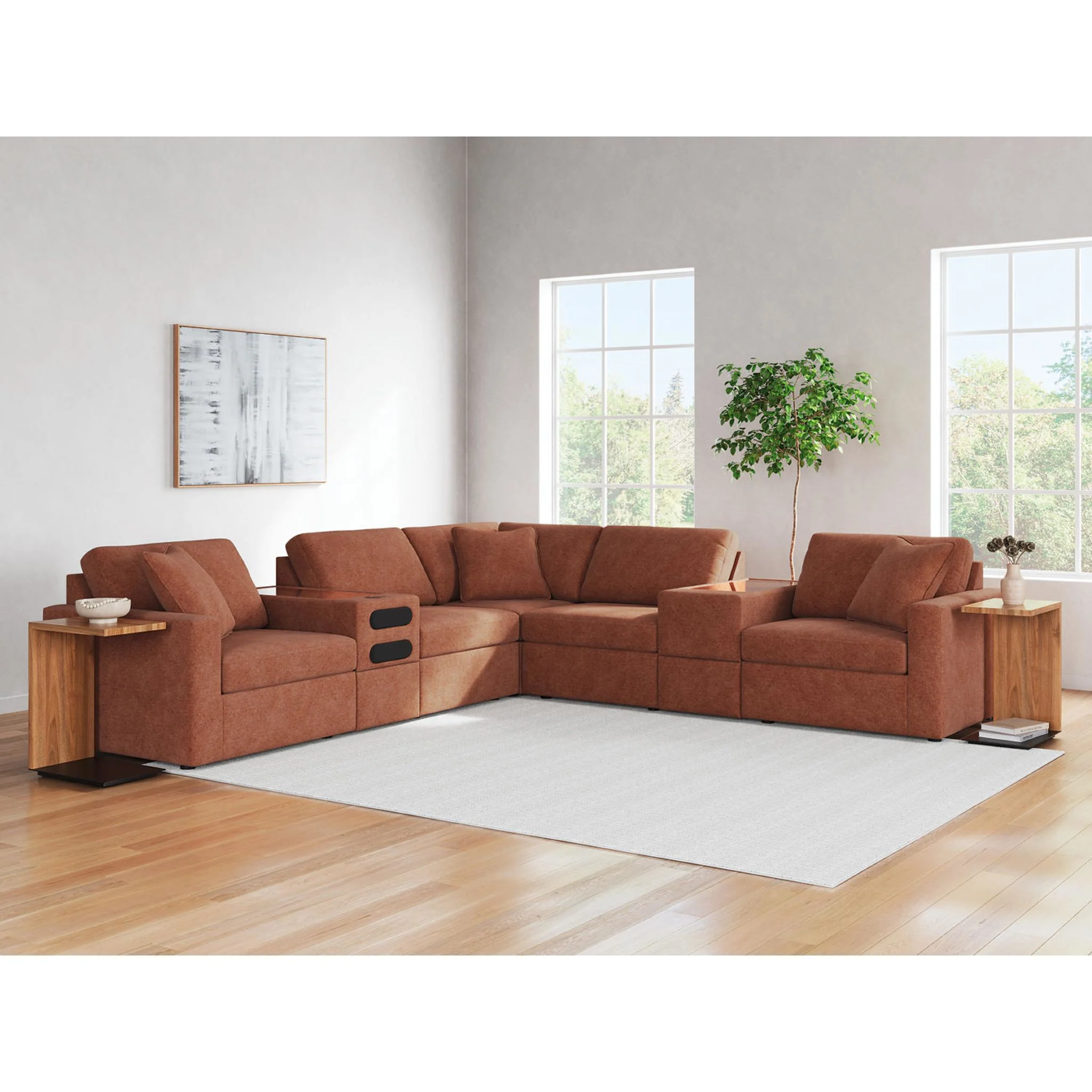 Modmax 7 Piece Modular Sectional with Audio and Storage Consoles - Image 7