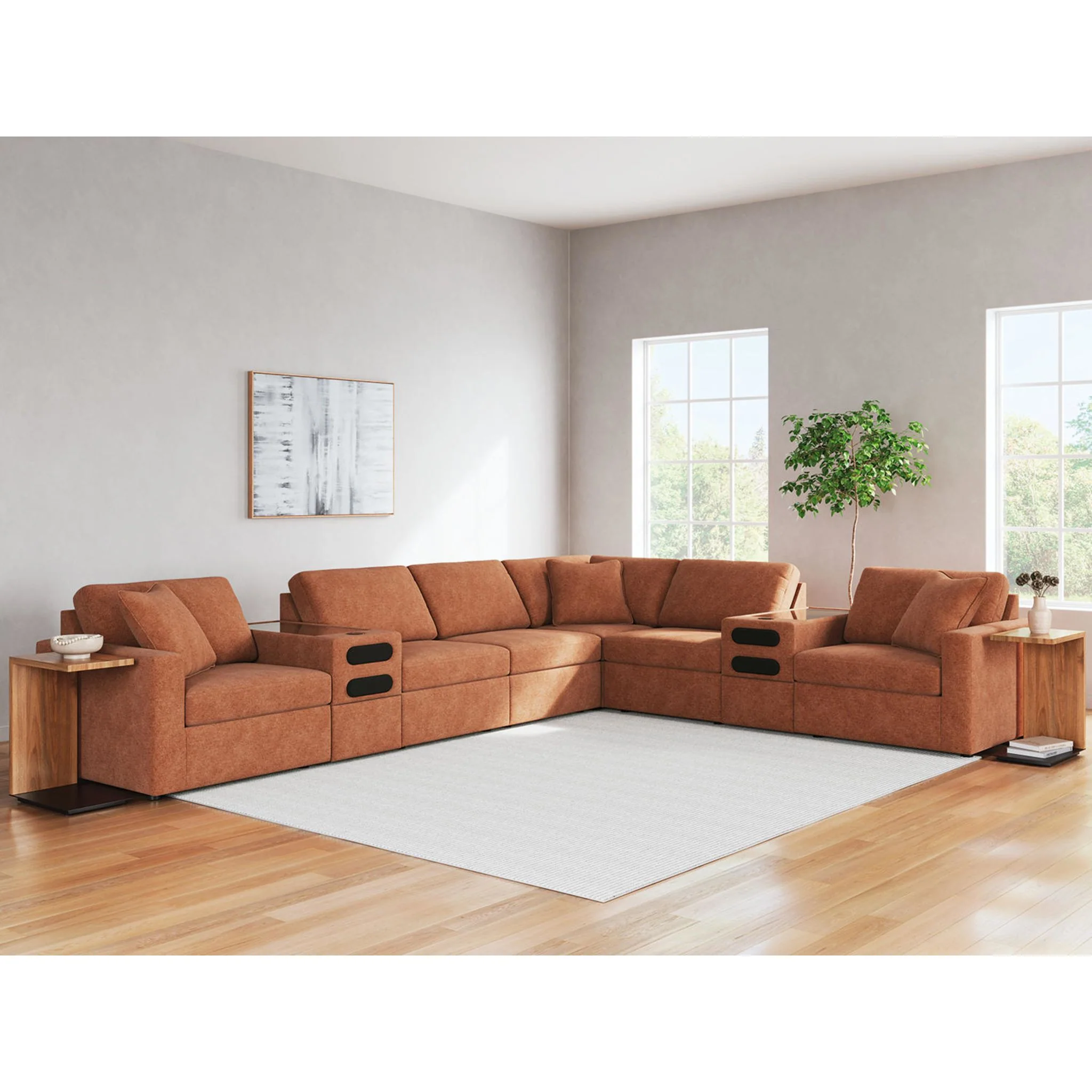 Modmax 8 Piece Modular Sectional with Audio Consoles - Image 32