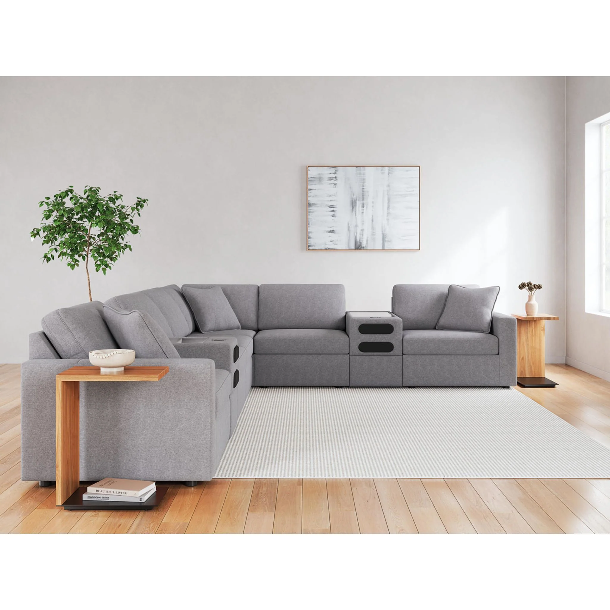 Modmax 8 Piece Modular Sectional with Audio Consoles - Image 7