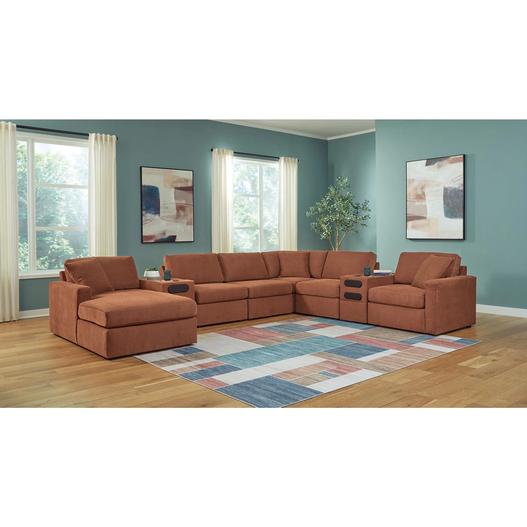 Modmax 8 Piece Modular Sectional with Chaise and Audio Consoles - Image 20