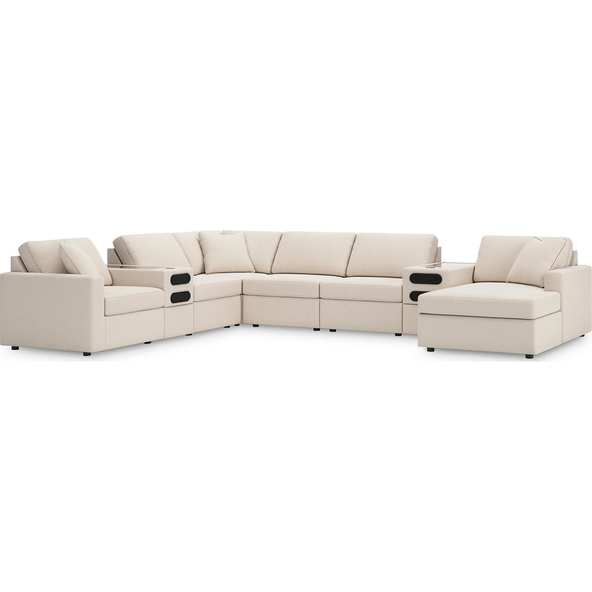Modmax 8 Piece Modular Sectional with Chaise and Audio Consoles - Image 32