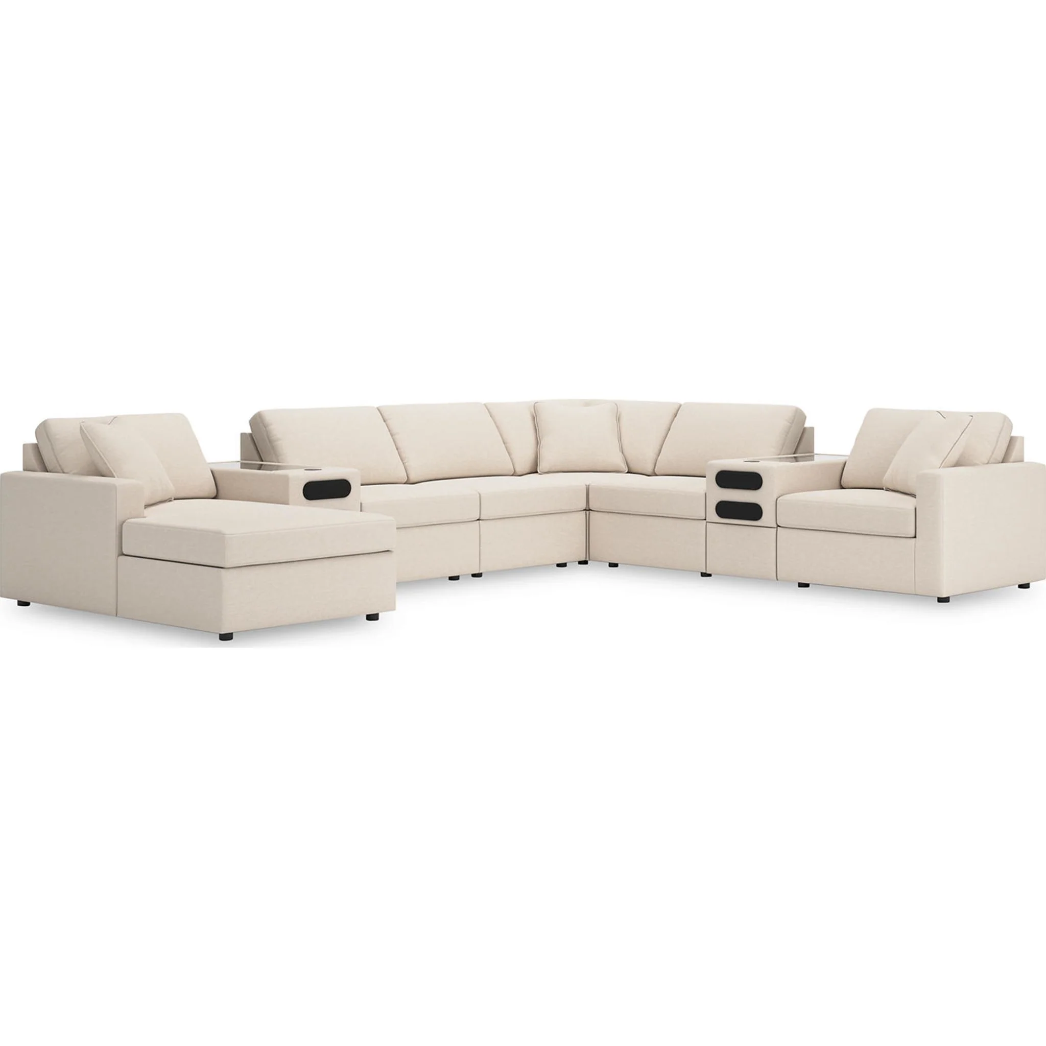 Modmax 8 Piece Modular Sectional with Chaise and Audio Consoles - Image 38