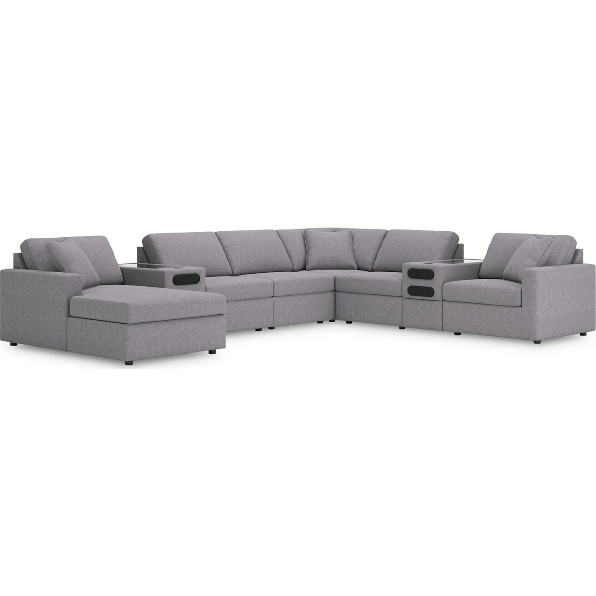 Modmax 8 Piece Modular Sectional with Chaise and Audio Consoles - Image 46
