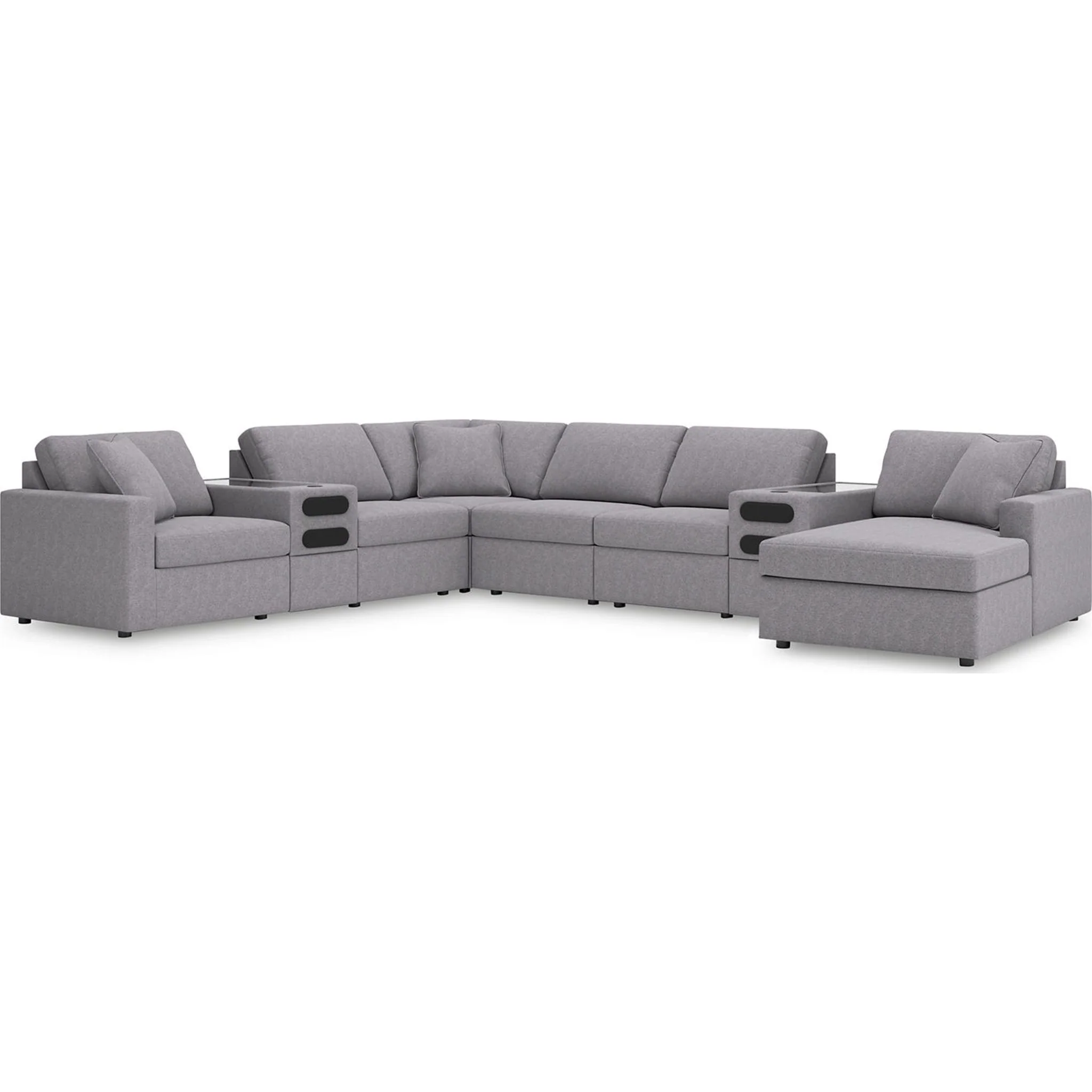 Modmax 8 Piece Modular Sectional with Chaise and Audio Consoles - Image 55