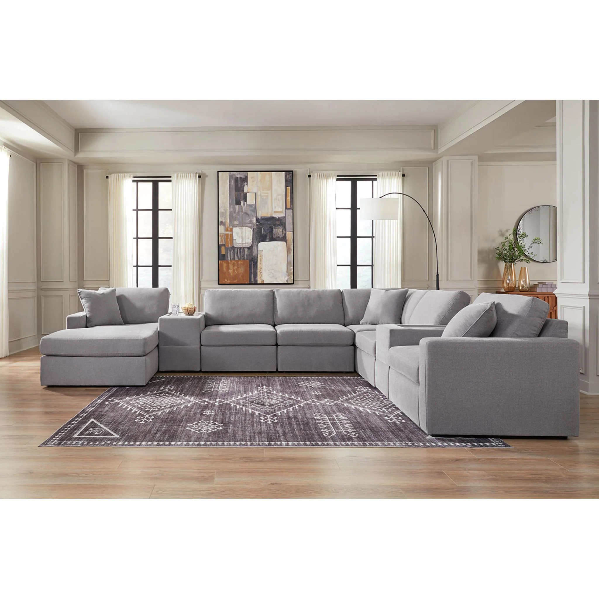 Modmax 8 Piece Modular Sectional with Chaise and Storage Consoles - Image 33