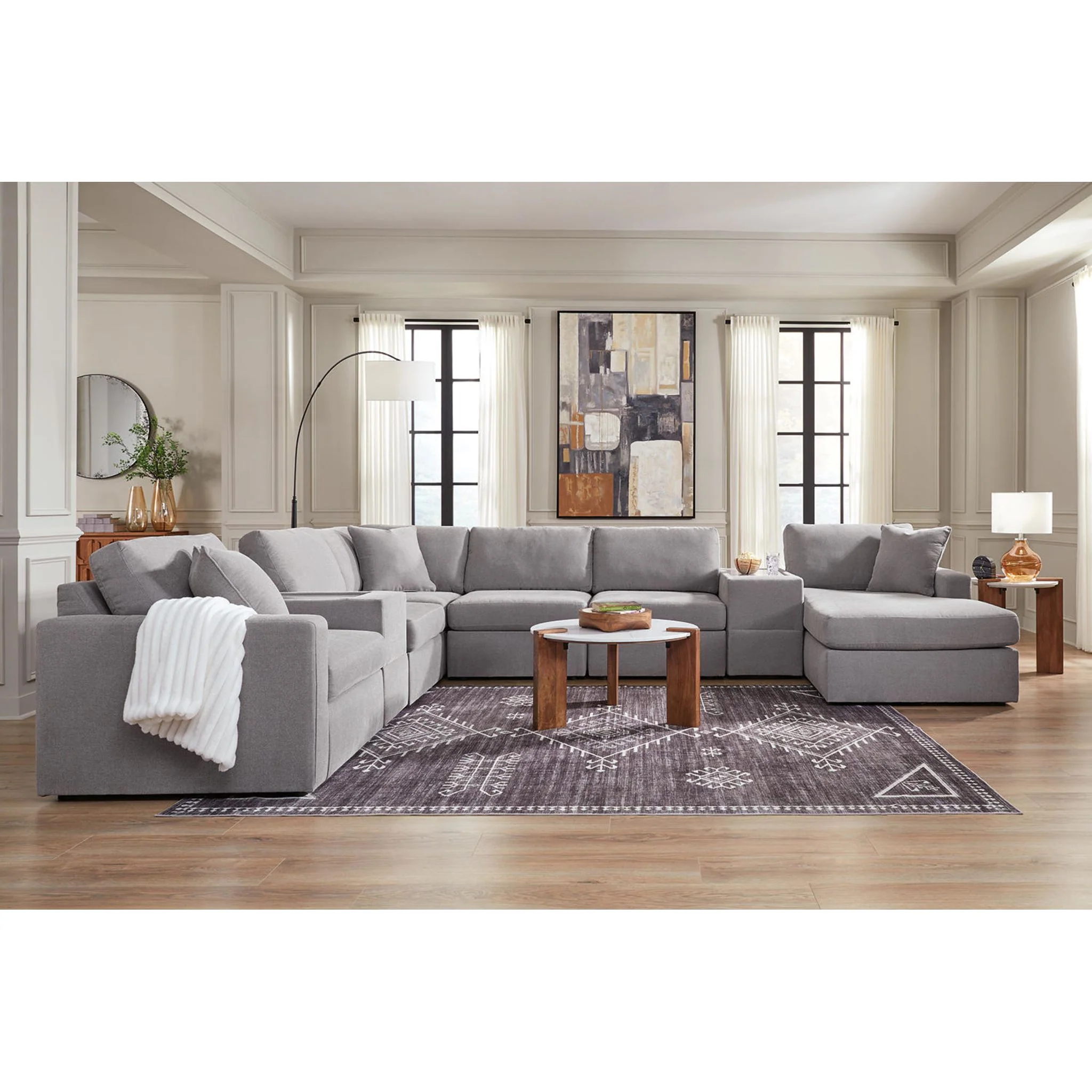 Modmax 8 Piece Modular Sectional with Chaise and Storage Consoles - Image 45