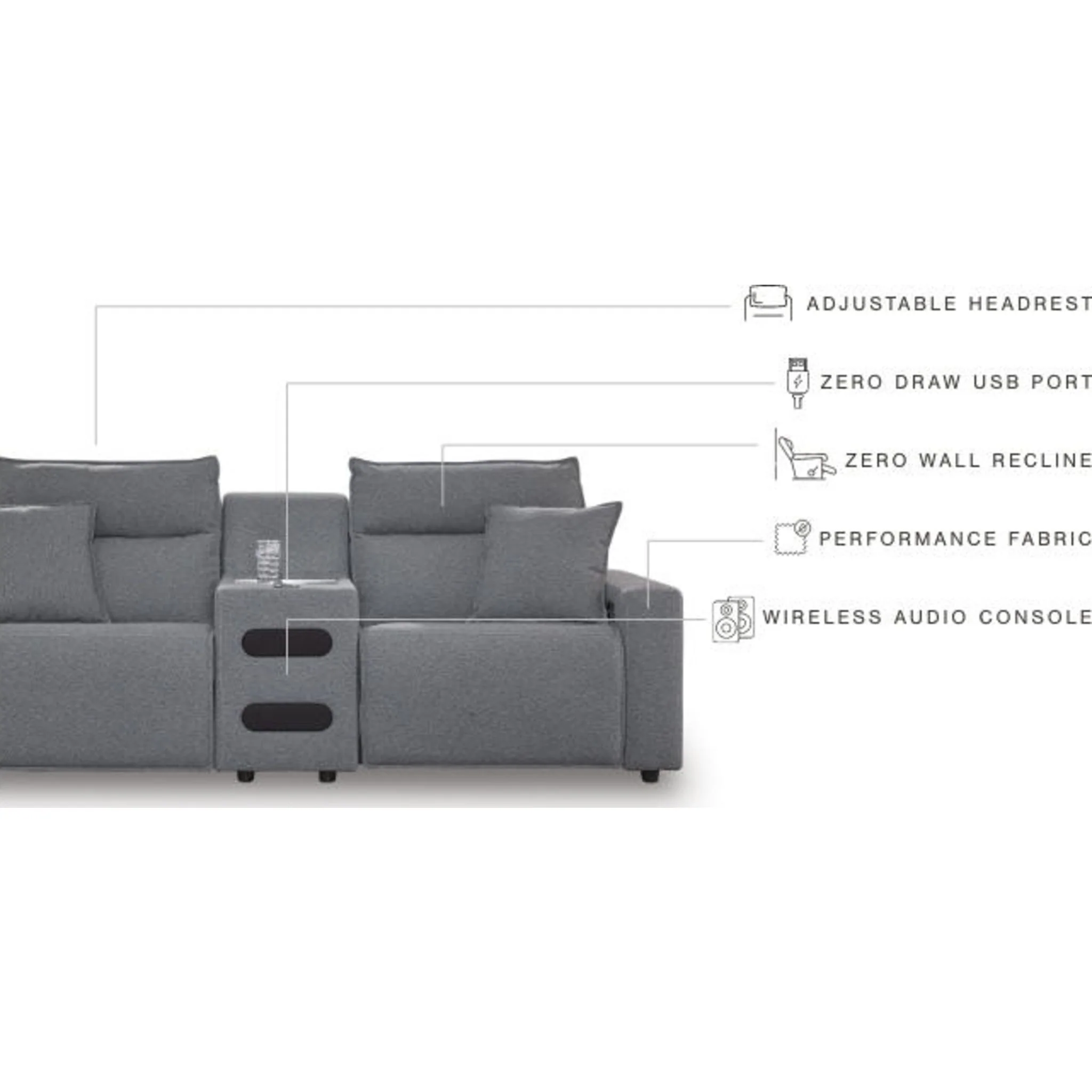 Modmax II 7 Piece Modular Power Reclining Sectional with Audio Consoles - Image 16