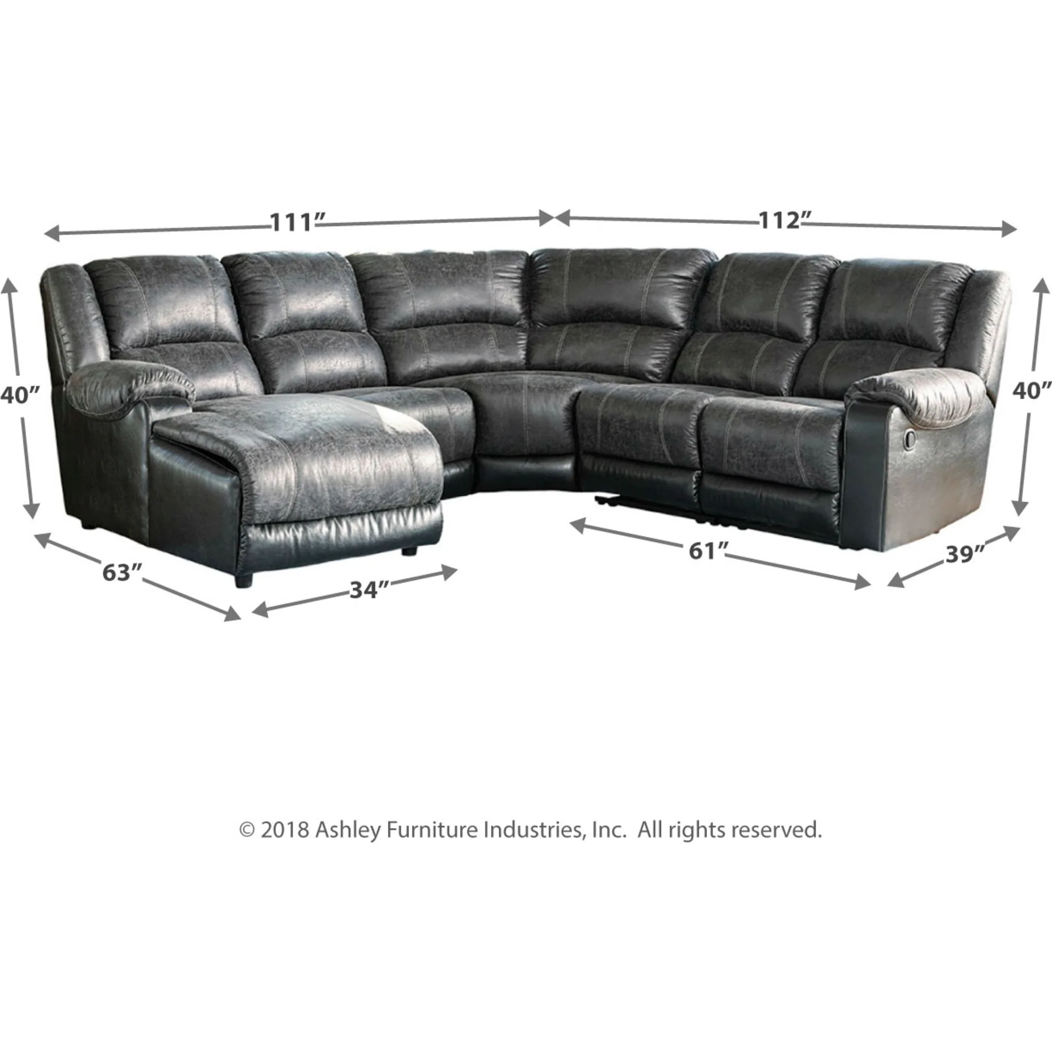 Nantahala 5 Piece Reclining Sectional - Image 5