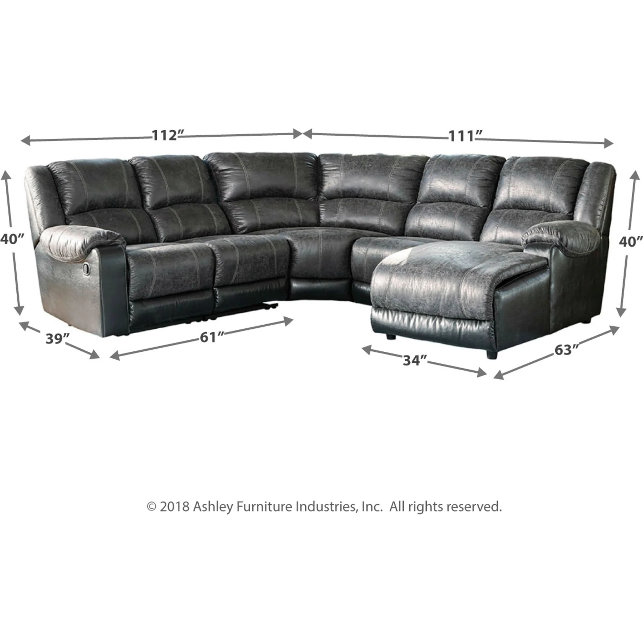 Nantahala 5 Piece Reclining Sectional - Image 5