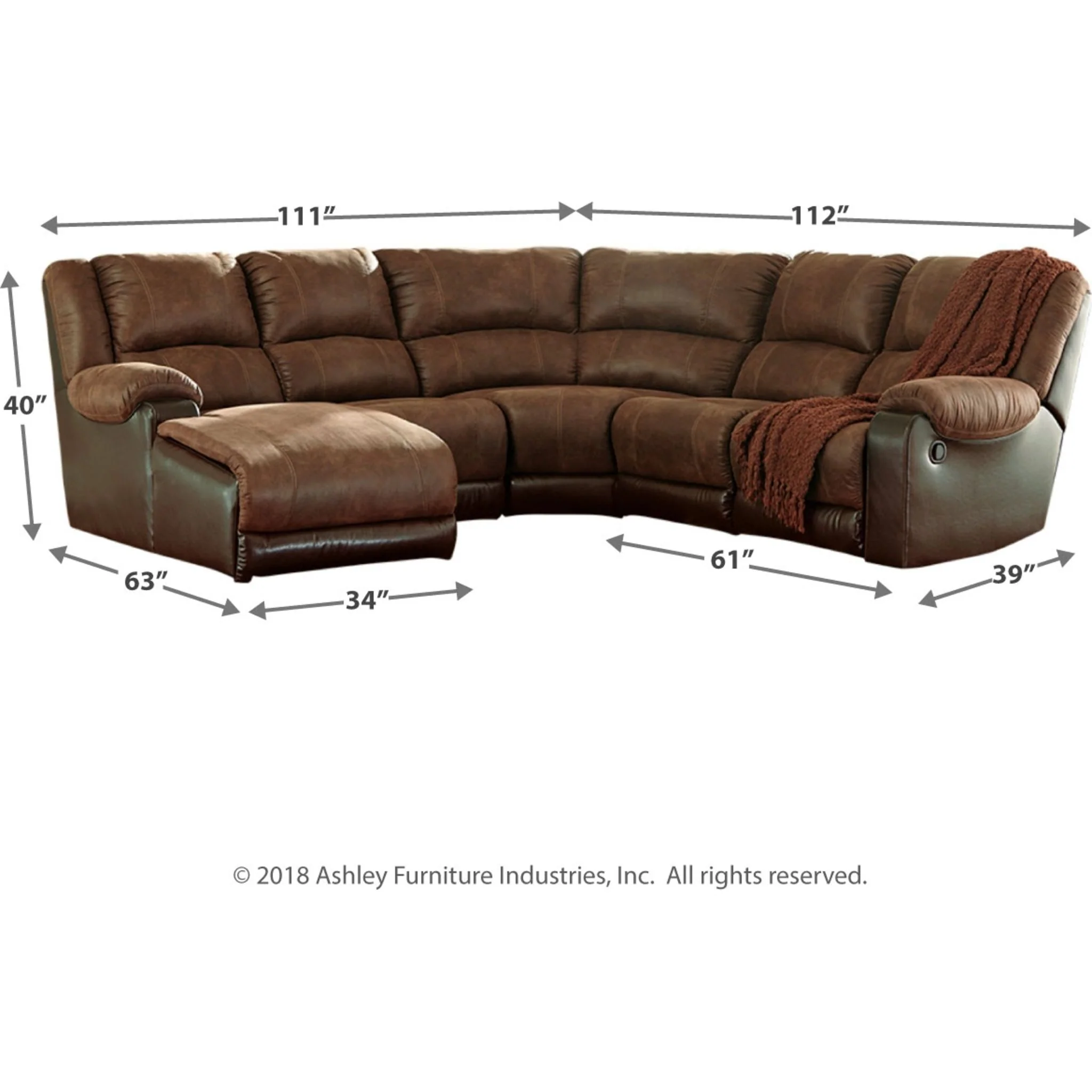 Nantahala 5 Piece Reclining Sectional - Image 3