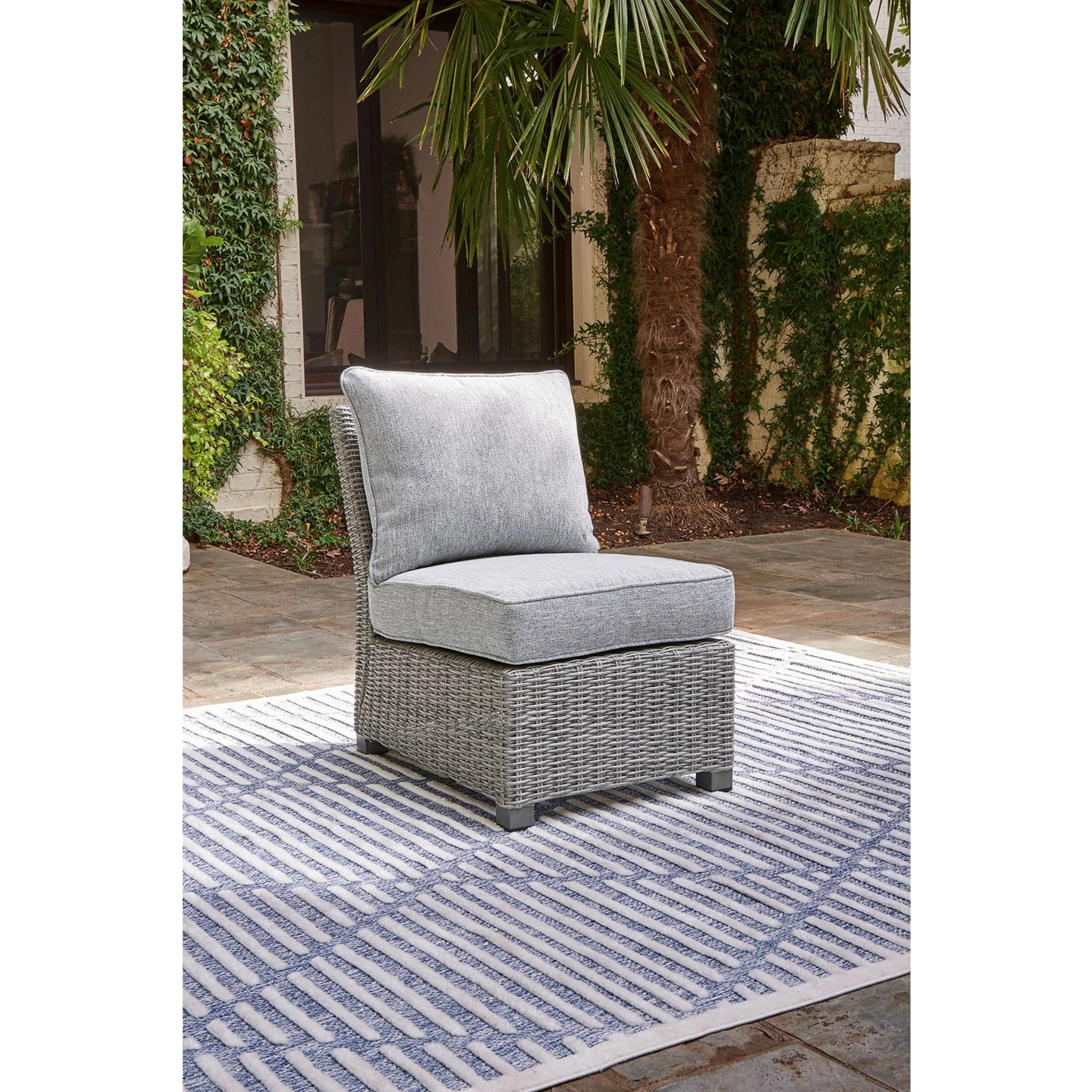 Naples Beach Outdoor Armless Chair with Cushion - Image 2