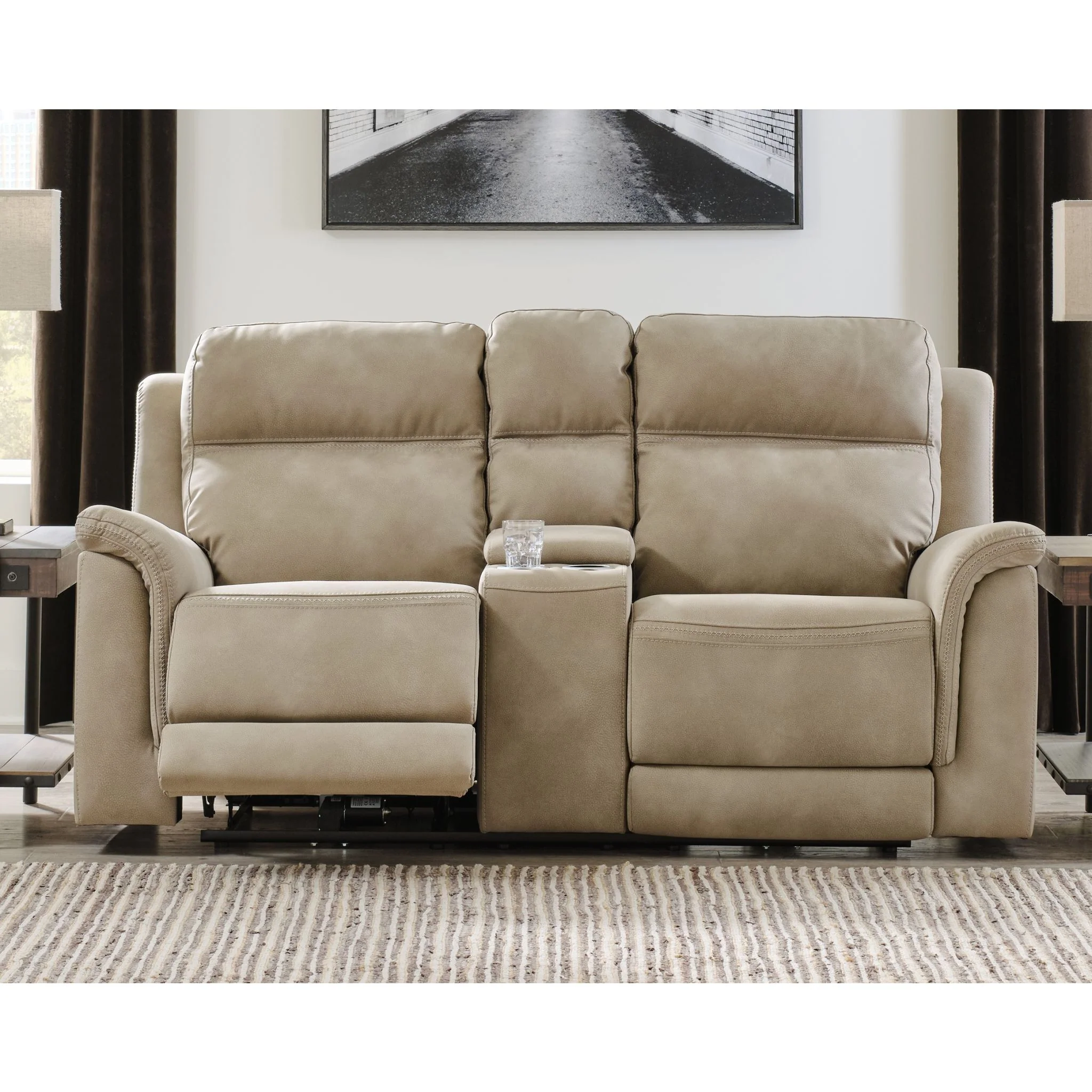 Next-Gen Durapella Power Reclining Loveseat Console with Adjustable Headrest - Image 2