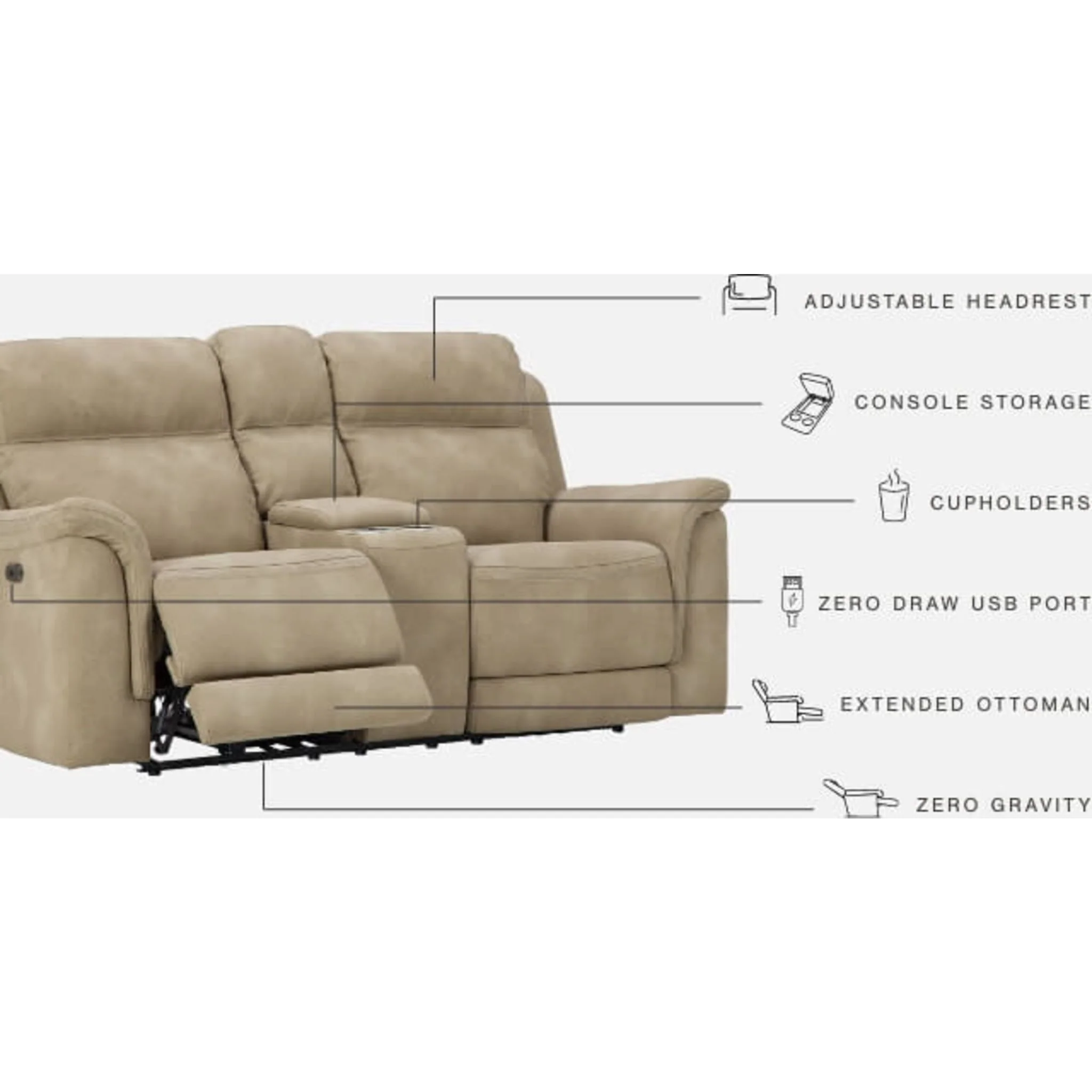 Next-Gen Durapella Power Reclining Loveseat Console with Adjustable Headrest - Image 4