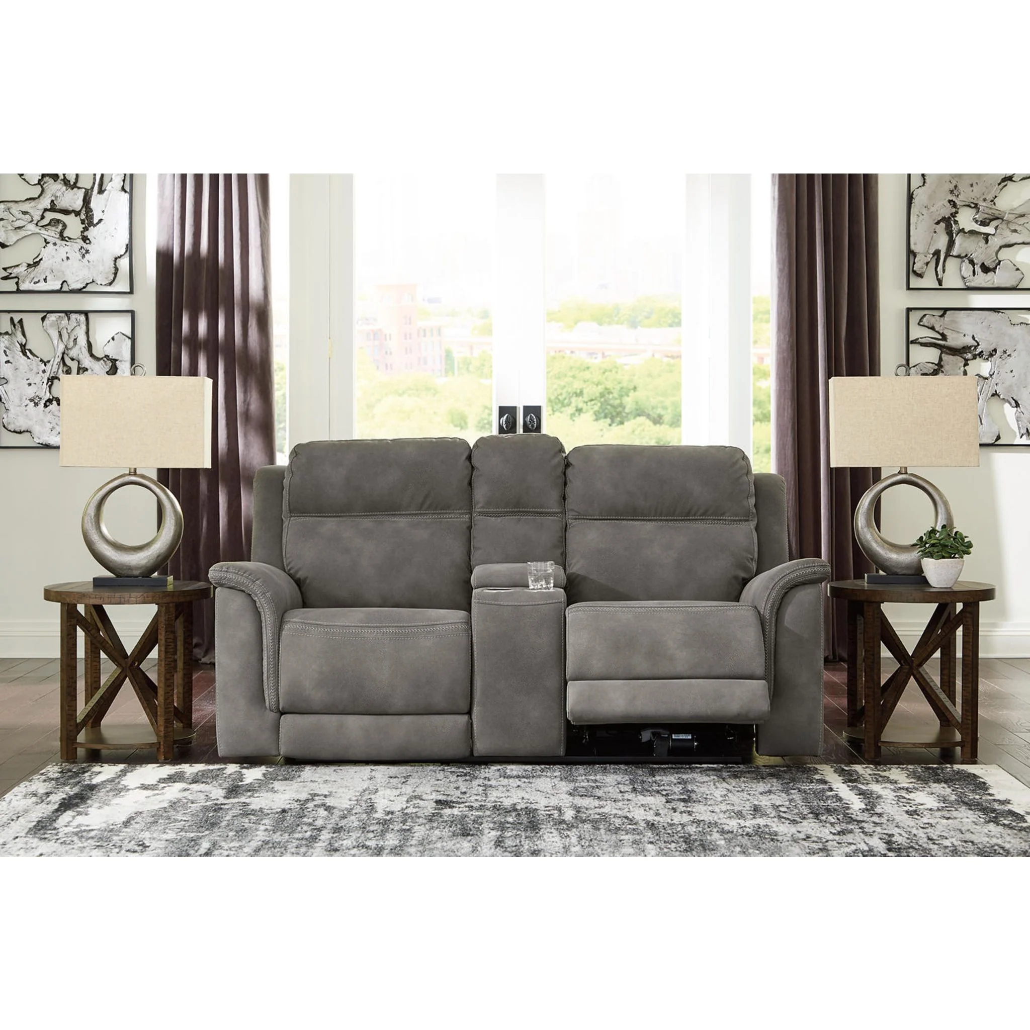 Next-Gen Durapella Power Reclining Loveseat Console with Adjustable Headrest - Image 16