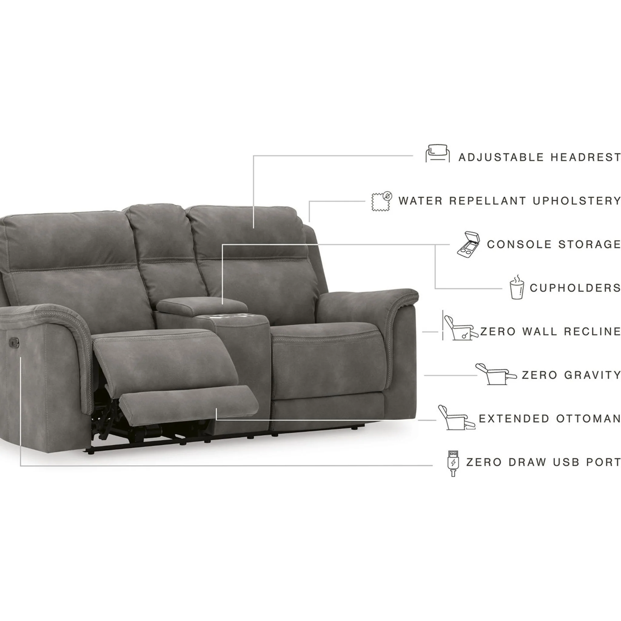 Next-Gen Durapella Power Reclining Loveseat Console with Adjustable Headrest - Image 19