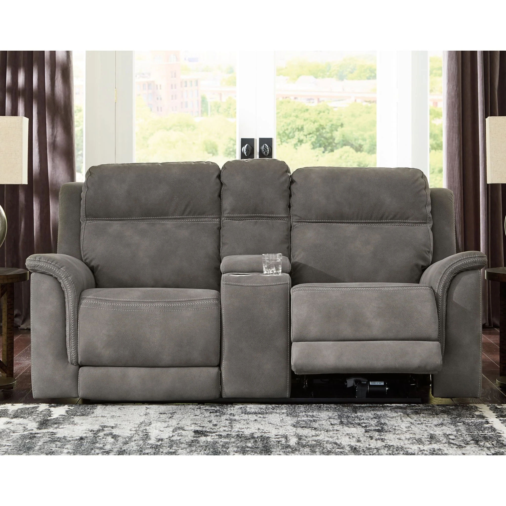 Next-Gen Durapella Power Reclining Loveseat Console with Adjustable Headrest - Image 2