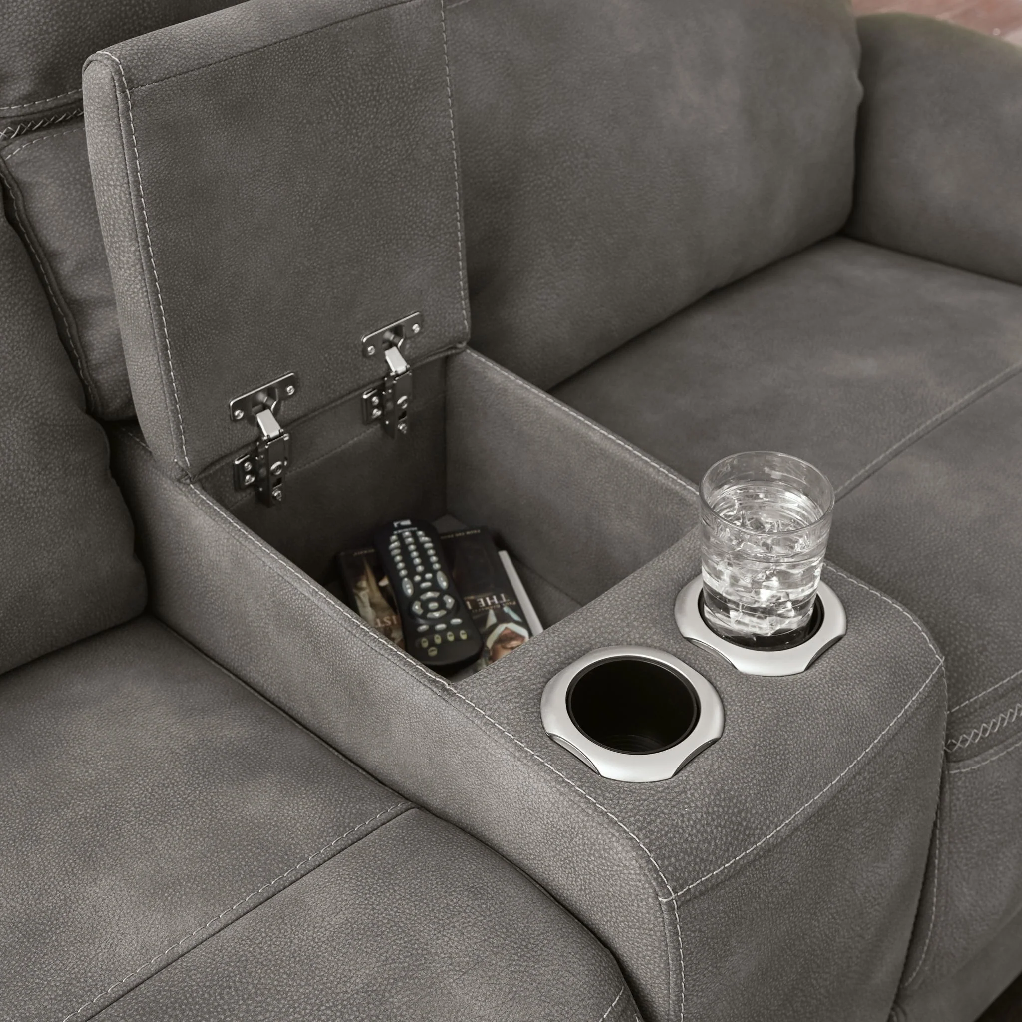 Next-Gen Durapella Power Reclining Loveseat Console with Adjustable Headrest - Image 8