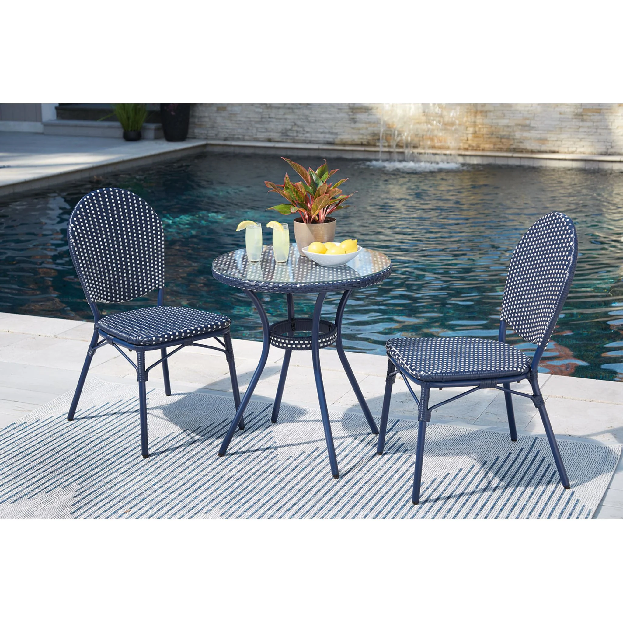 Odyssey Blue 3 Piece Outdoor Dining Set - Image 2