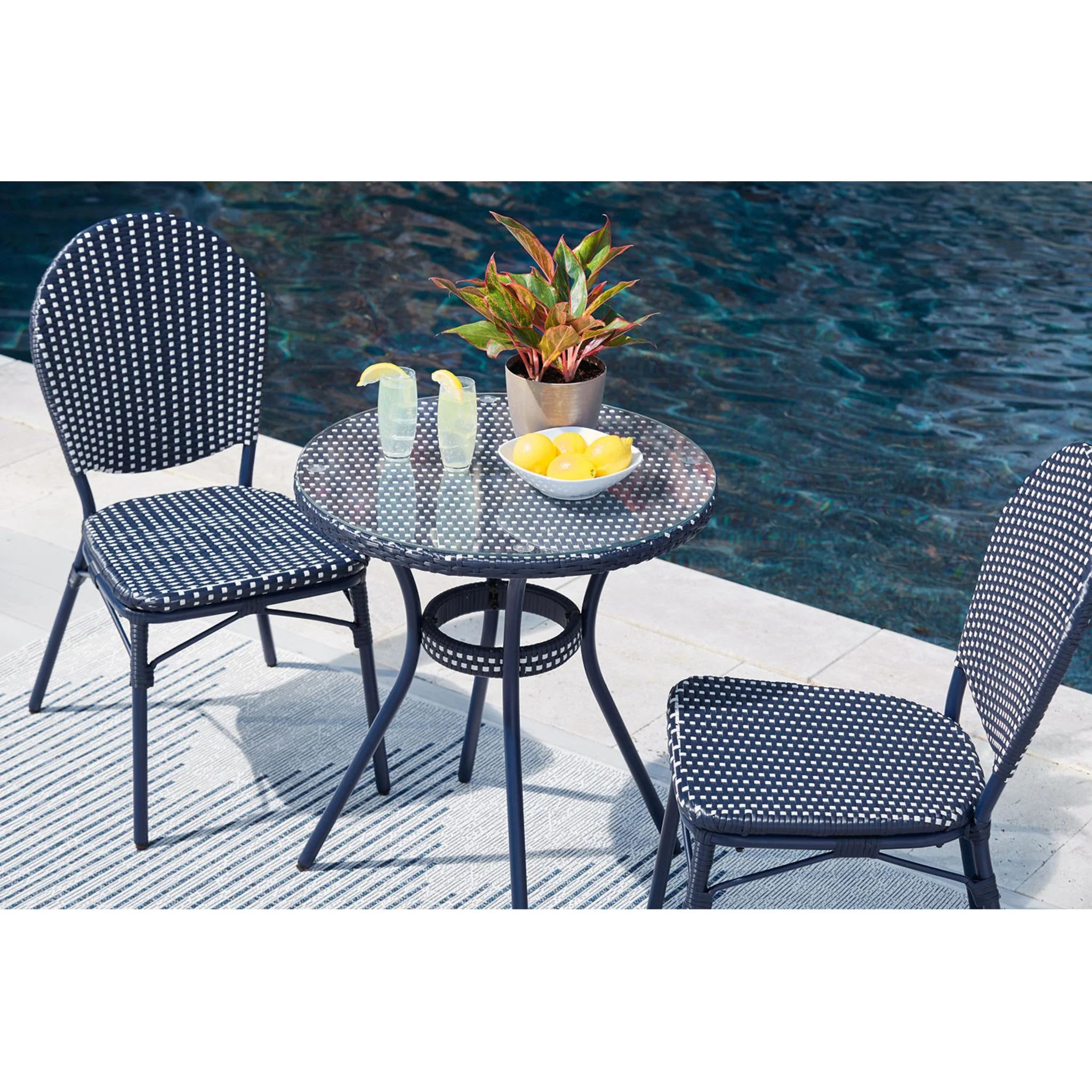Odyssey Blue 3 Piece Outdoor Dining Set - Image 6