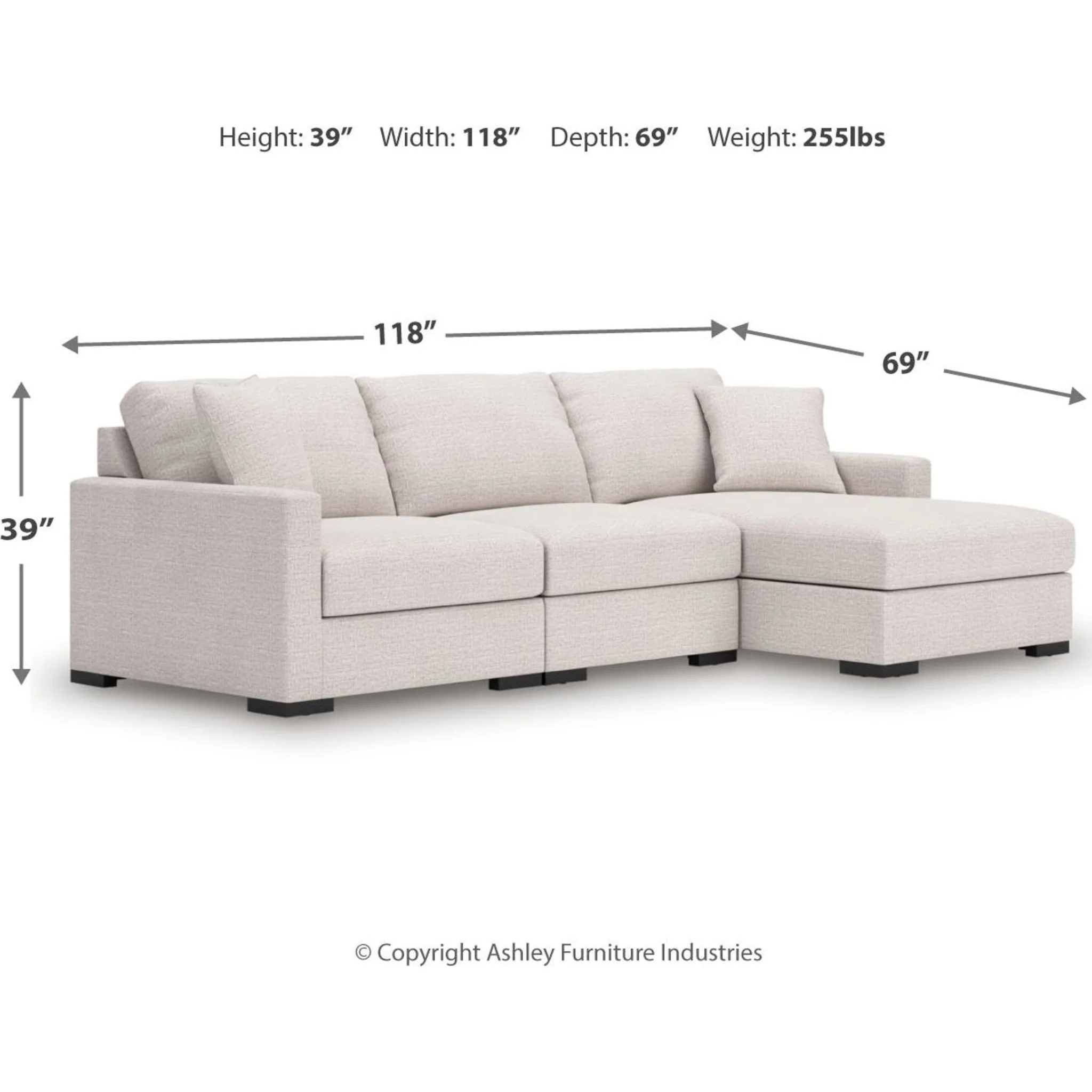 Omaha-Exclusive 3 Piece Modular Sectional with Chaise - Image 25
