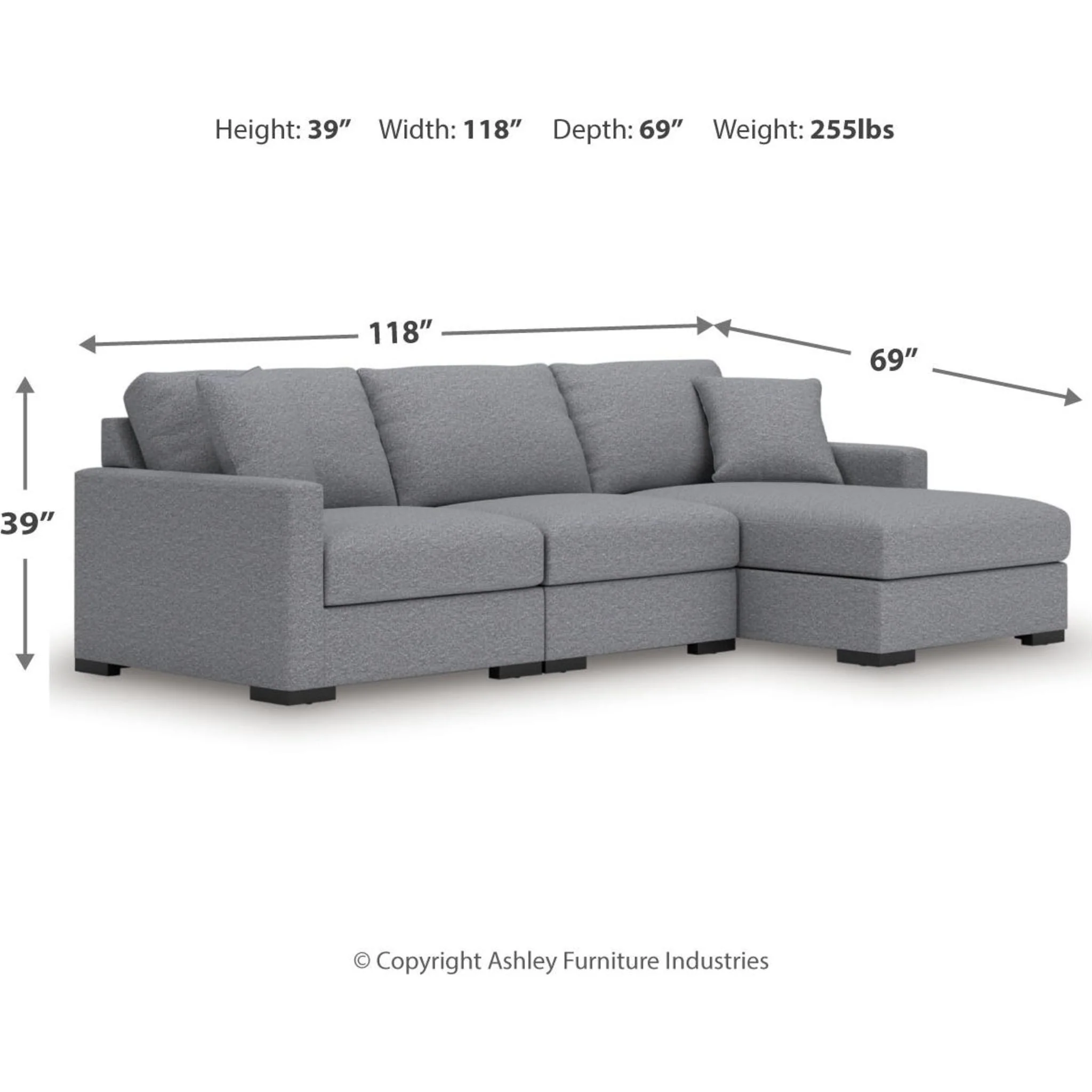Omaha-Exclusive 3 Piece Modular Sectional with Chaise - Image 3
