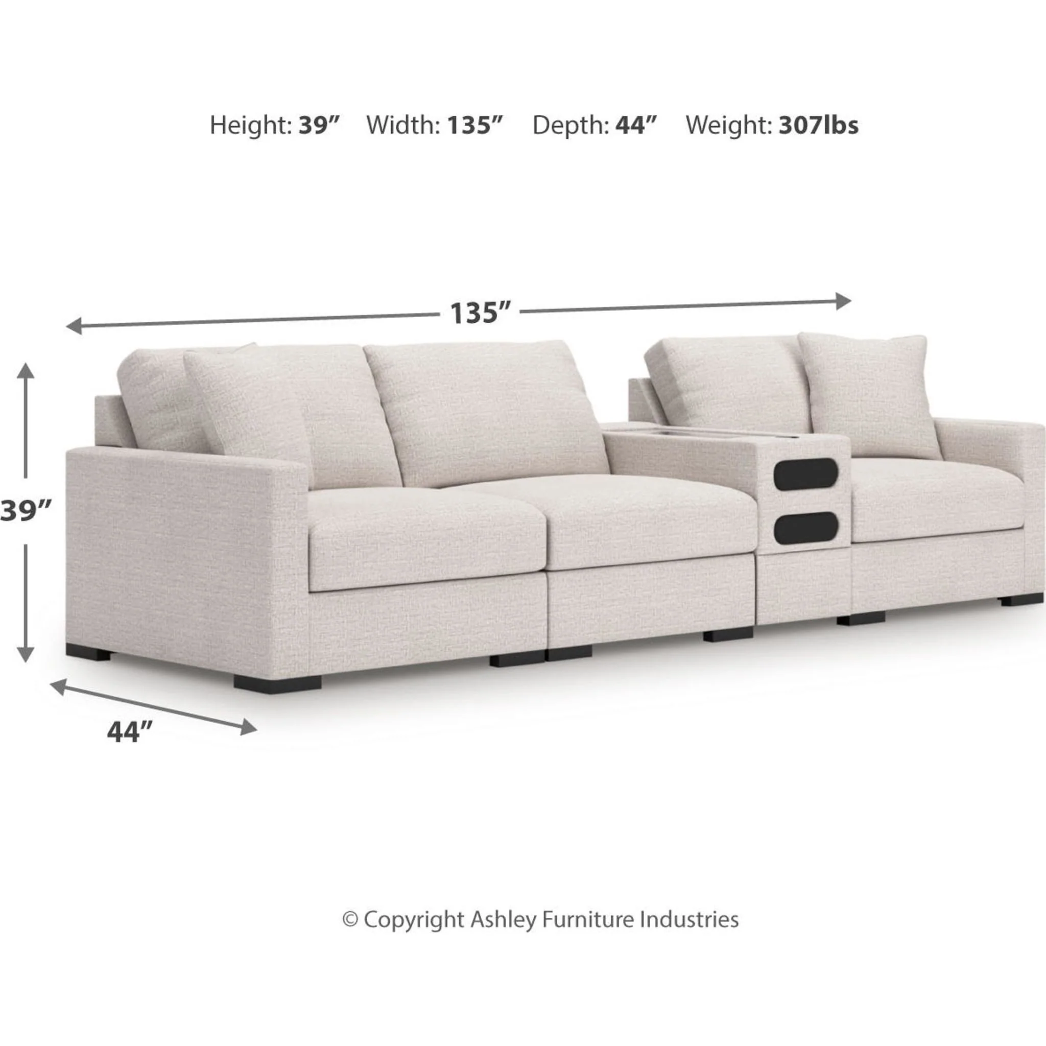 Omaha-Exclusive 4 Piece Modular Sectional with Audio System - Image 3