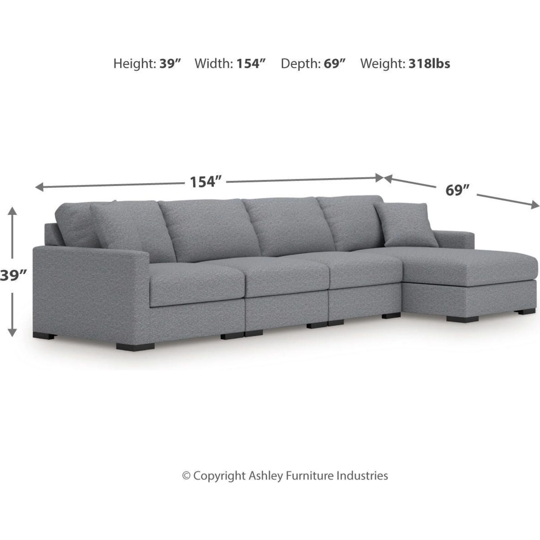 Omaha-Exclusive 4 Piece Modular Sectional with Chaise - Image 3