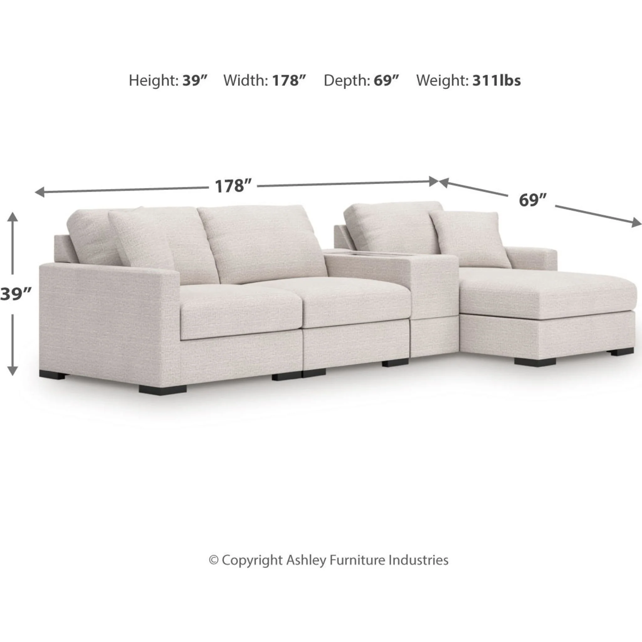 Omaha-Exclusive 4 Piece Modular Sectional with Storage and Chaise - Image 3