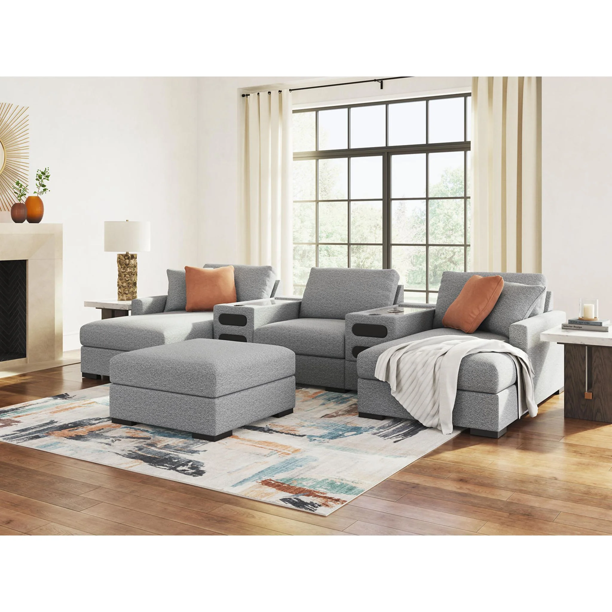 Omaha-Exclusive 5 Piece Modular Sectional with Dual Chaise and Dual Audio System - Image 14