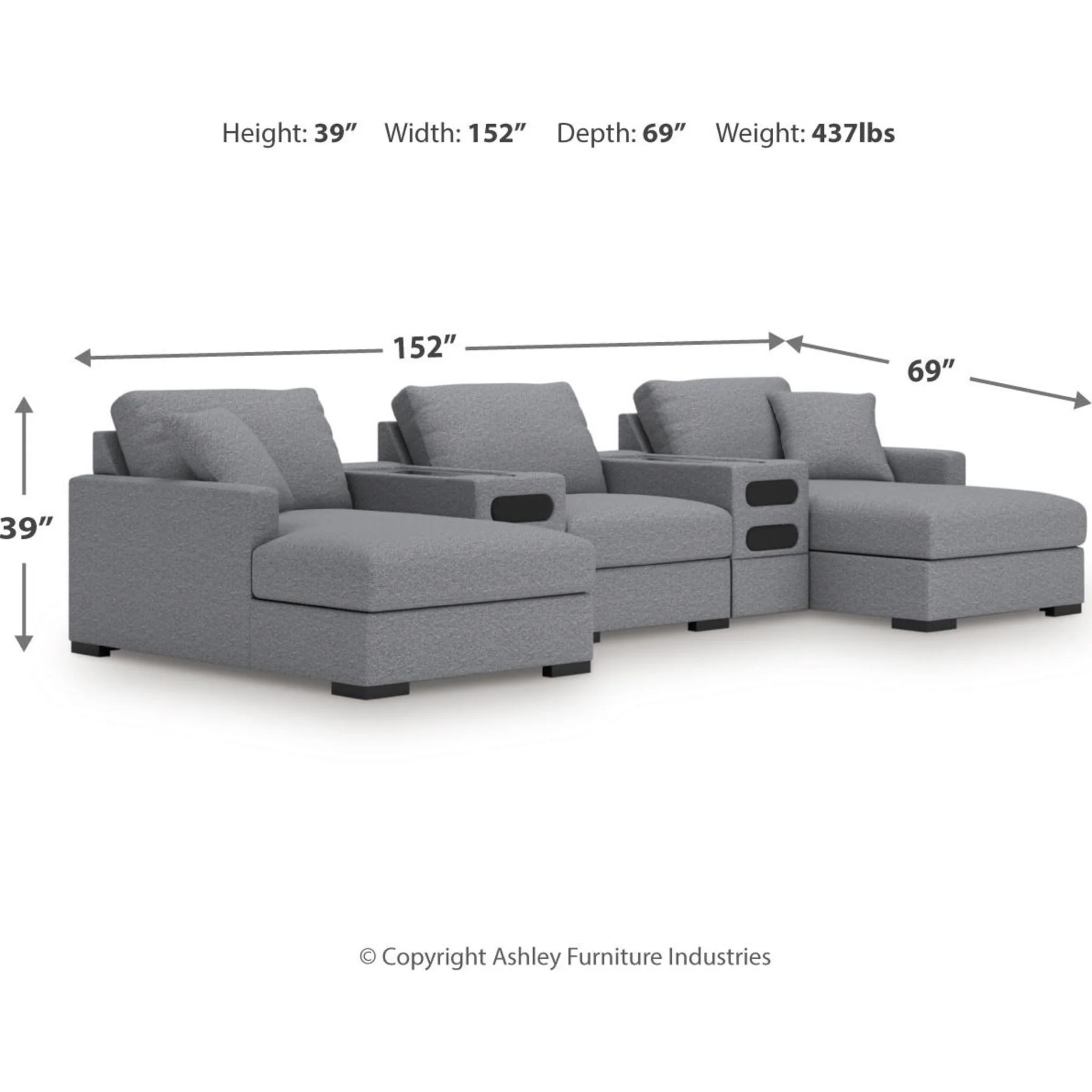 Omaha-Exclusive 5 Piece Modular Sectional with Dual Chaise and Dual Audio System - Image 15