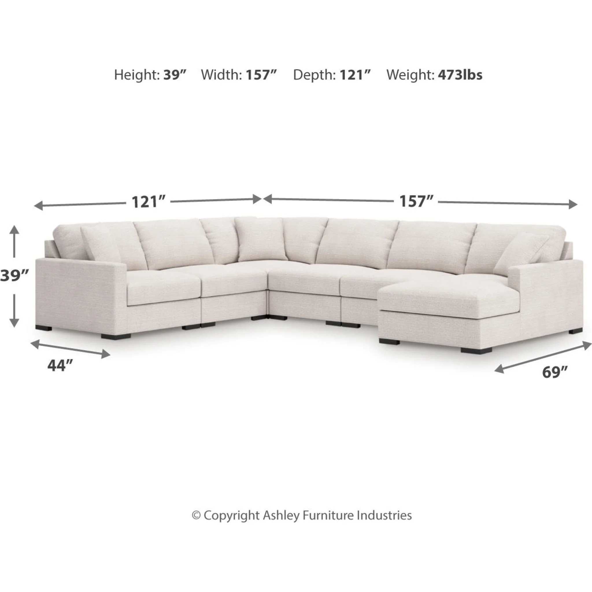 Omaha-Exclusive 6 Piece Modular Sectional with Chaise - Image 3
