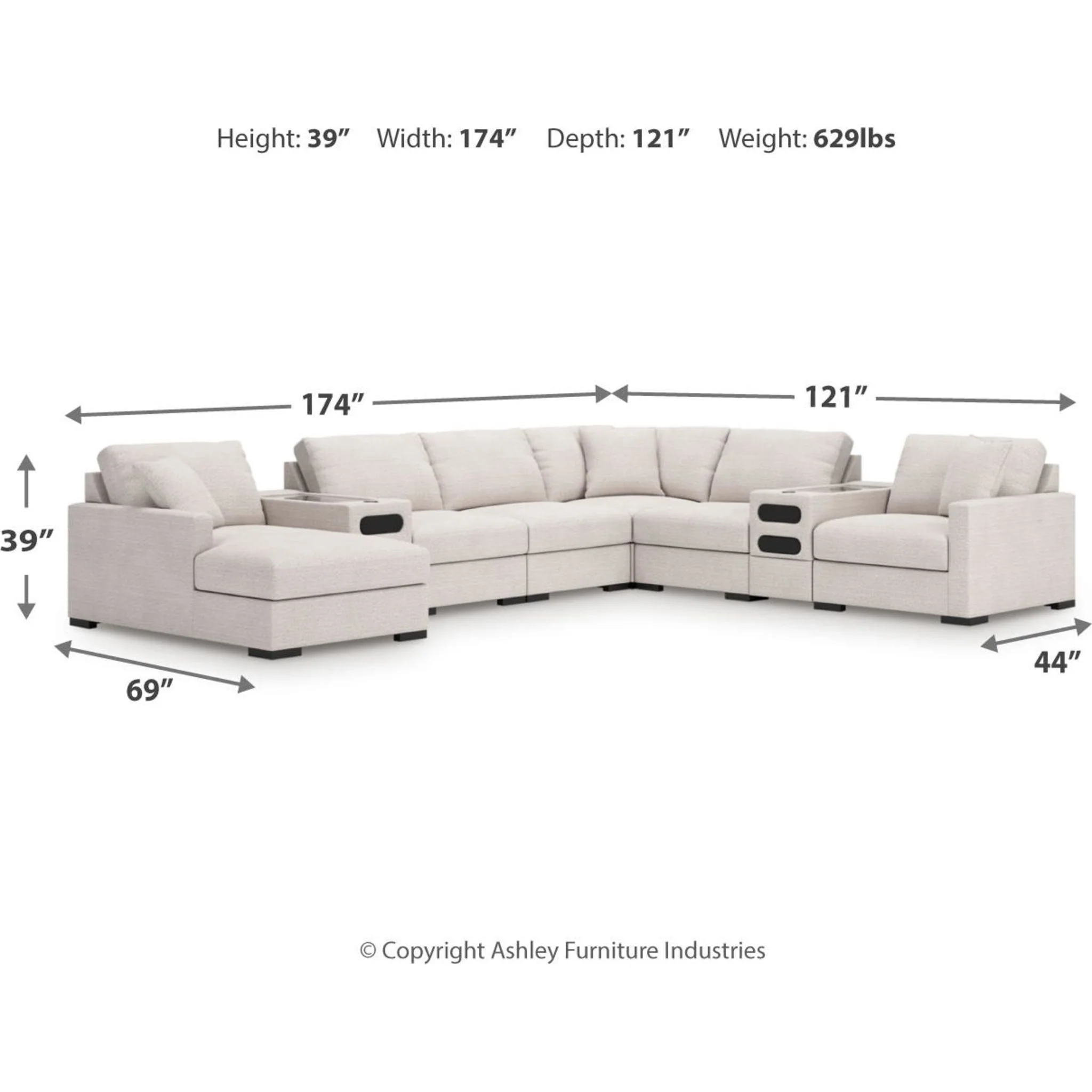 Omaha-Exclusive 8 Piece Modular Sectional with Audio System and Chaise - Image 15