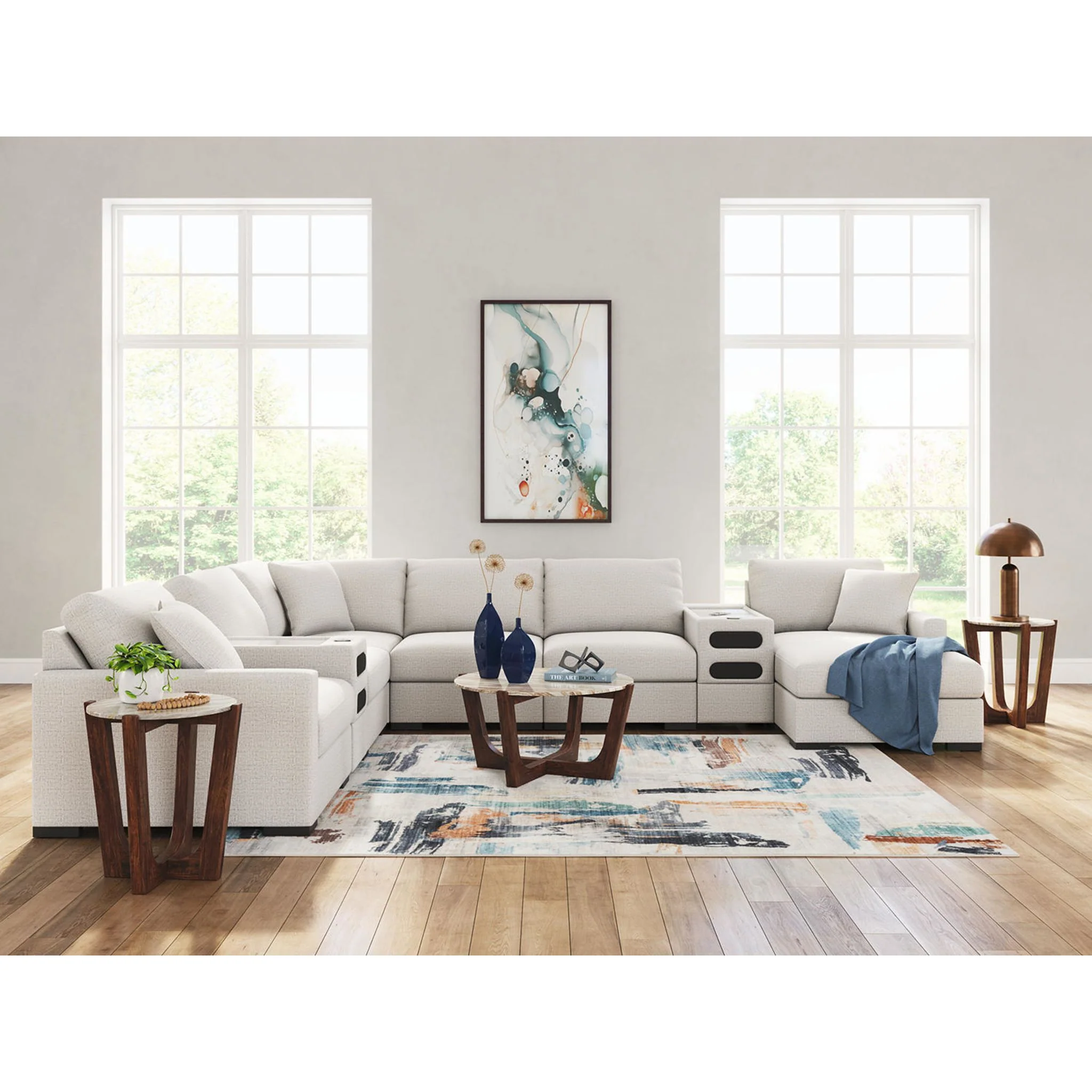 Omaha-Exclusive 8 Piece Modular Sectional with Audio System and Chaise - Image 2