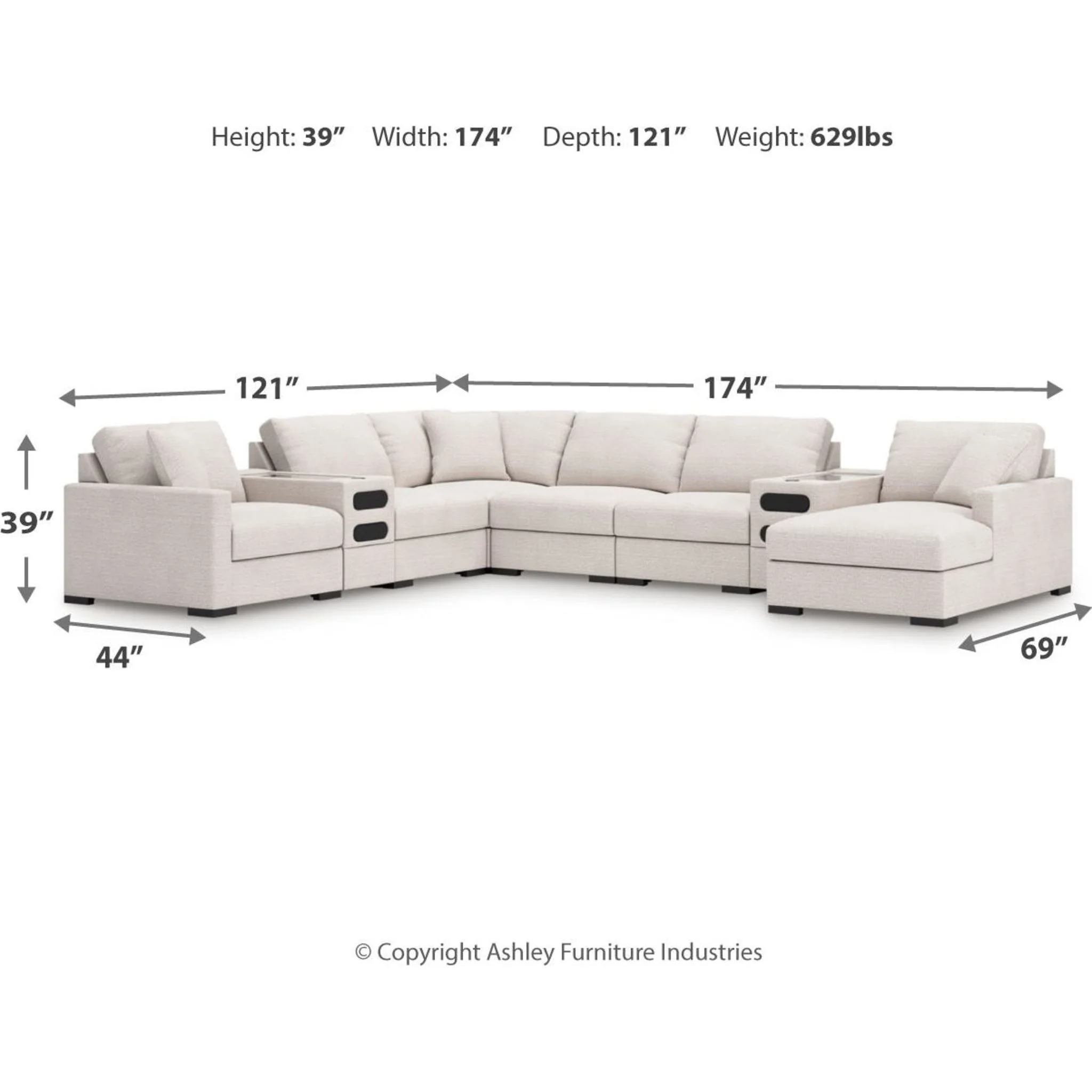 Omaha-Exclusive 8 Piece Modular Sectional with Audio System and Chaise - Image 3