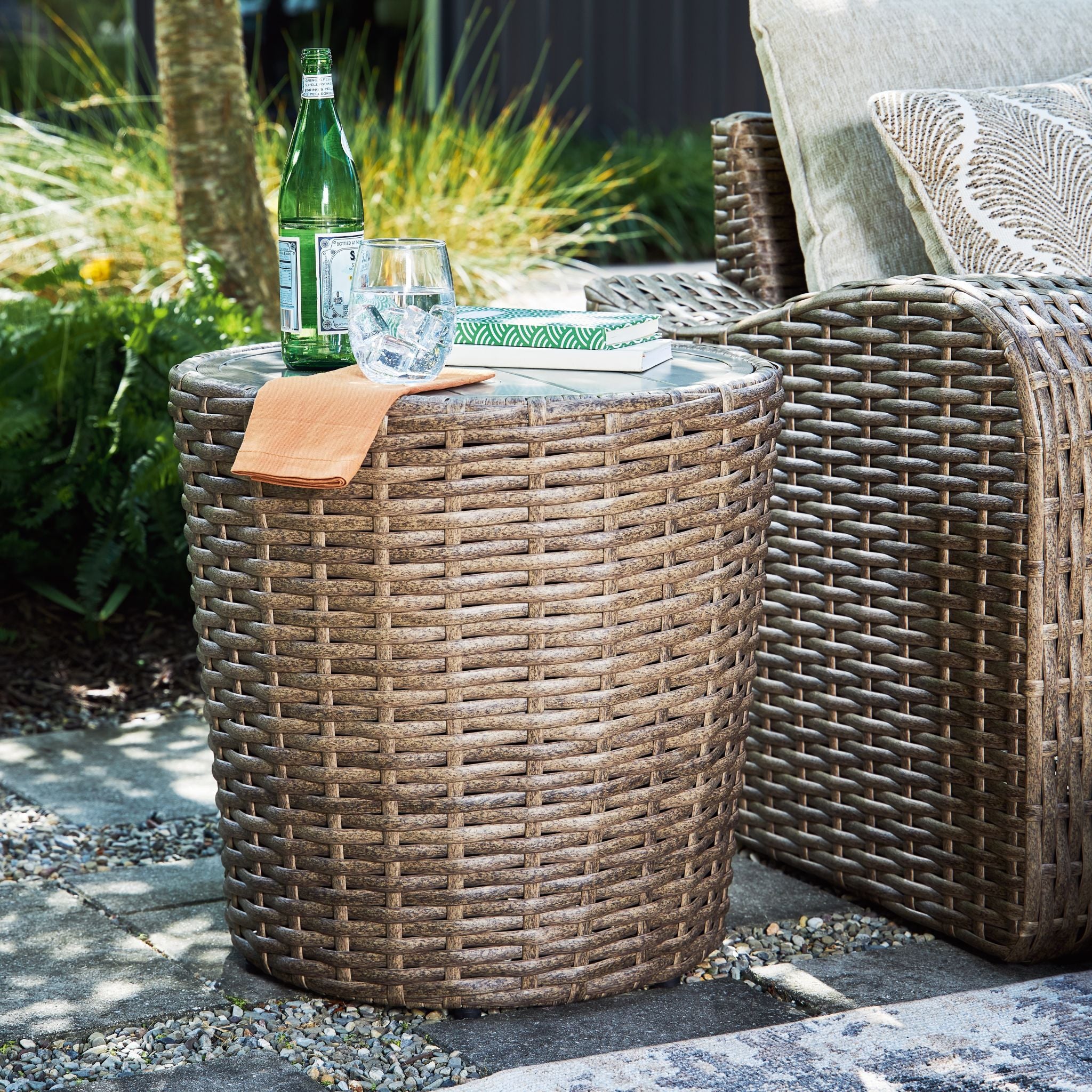 Outdoor Sandy Bloom Round End Table - Image 2