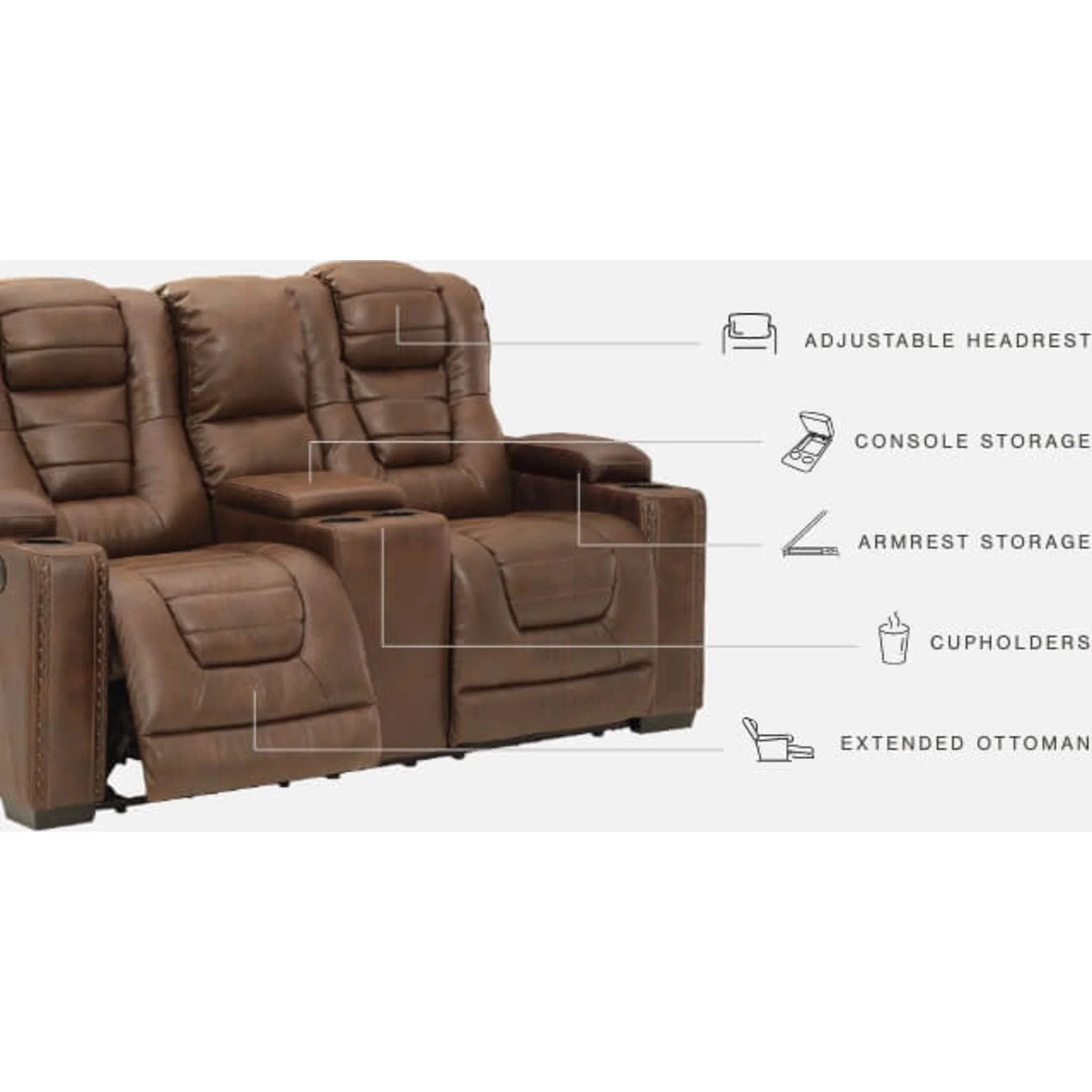 Owner's Box Power Reclining Loveseat with Adjustable Headrest - Image 7